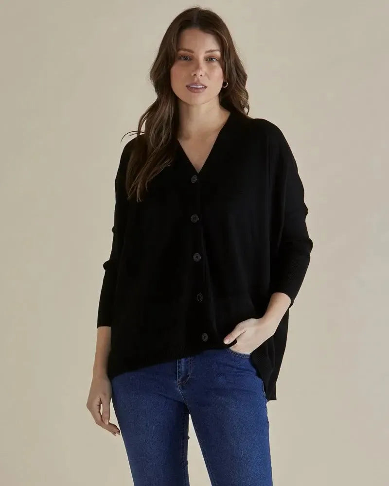 Hampton Cardigan - Black-Knitwear & Jumpers-Betty Basics-The Bay Room