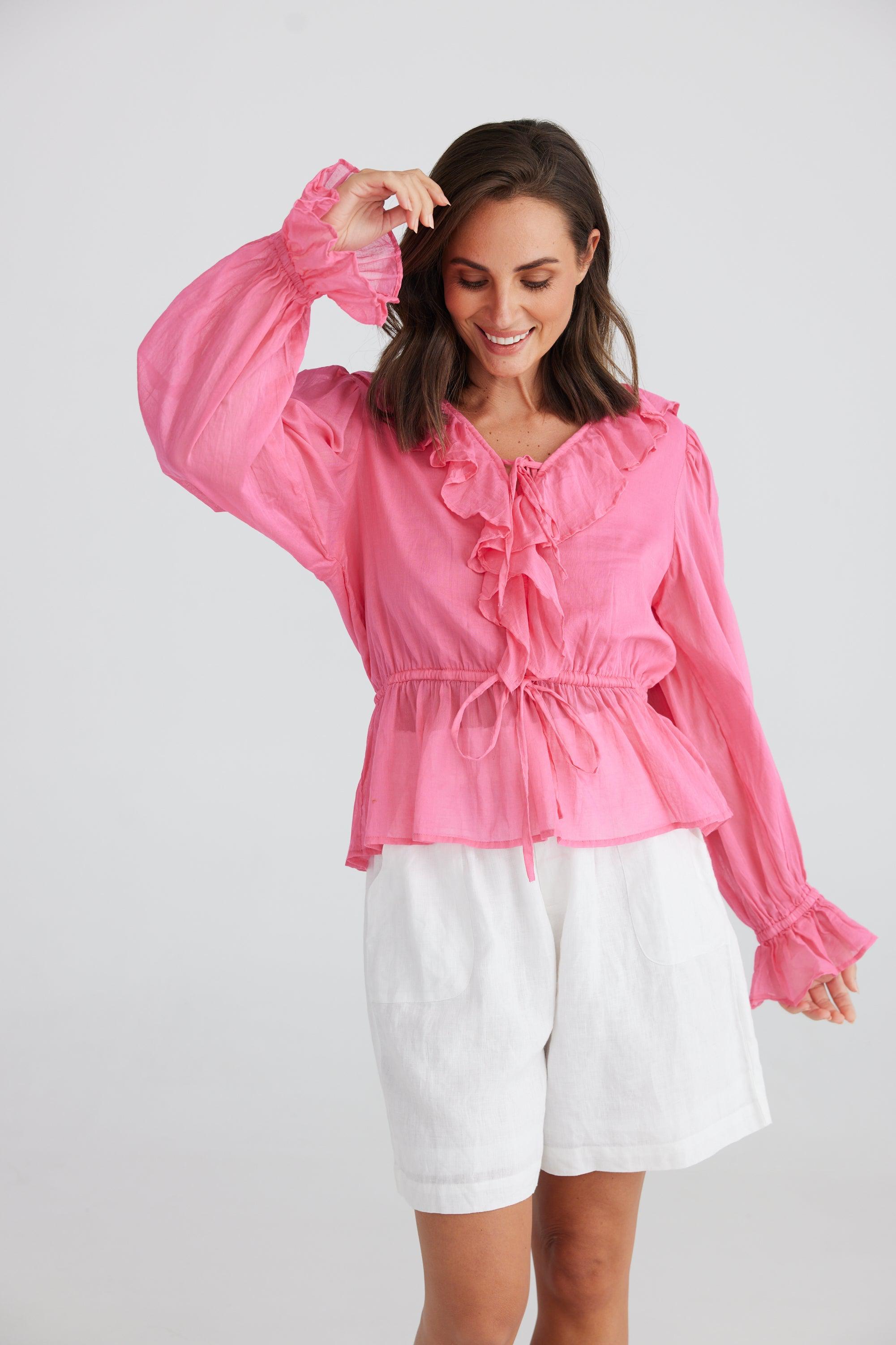 Hamptons Shirt - Hot Pink-Tops-Holiday-The Bay Room