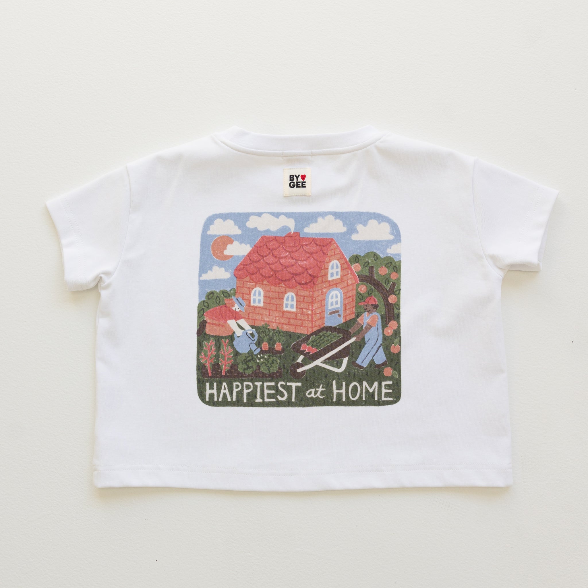 Happy At Home Oversized Boxy Tee - White-Clothing & Accessories-BY GEE-The Bay Room