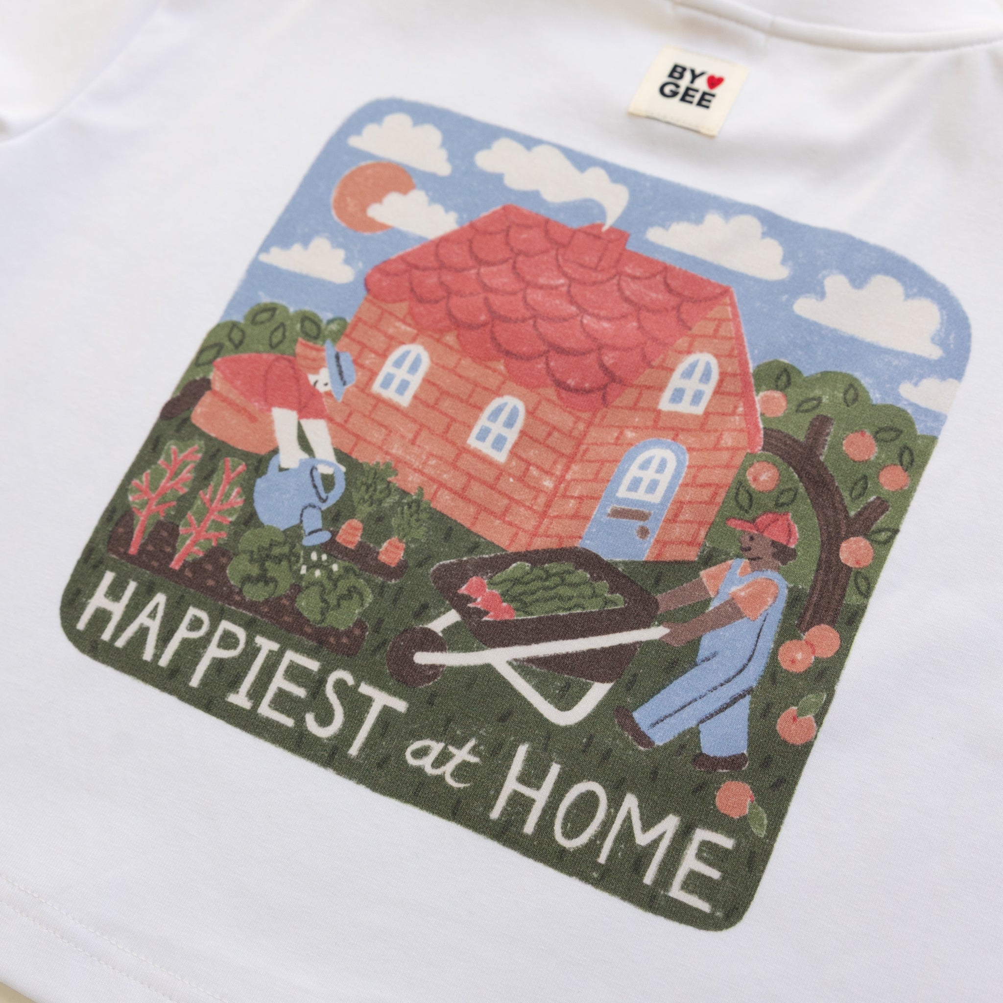 Happy At Home Oversized Boxy Tee - White-Clothing & Accessories-BY GEE-The Bay Room