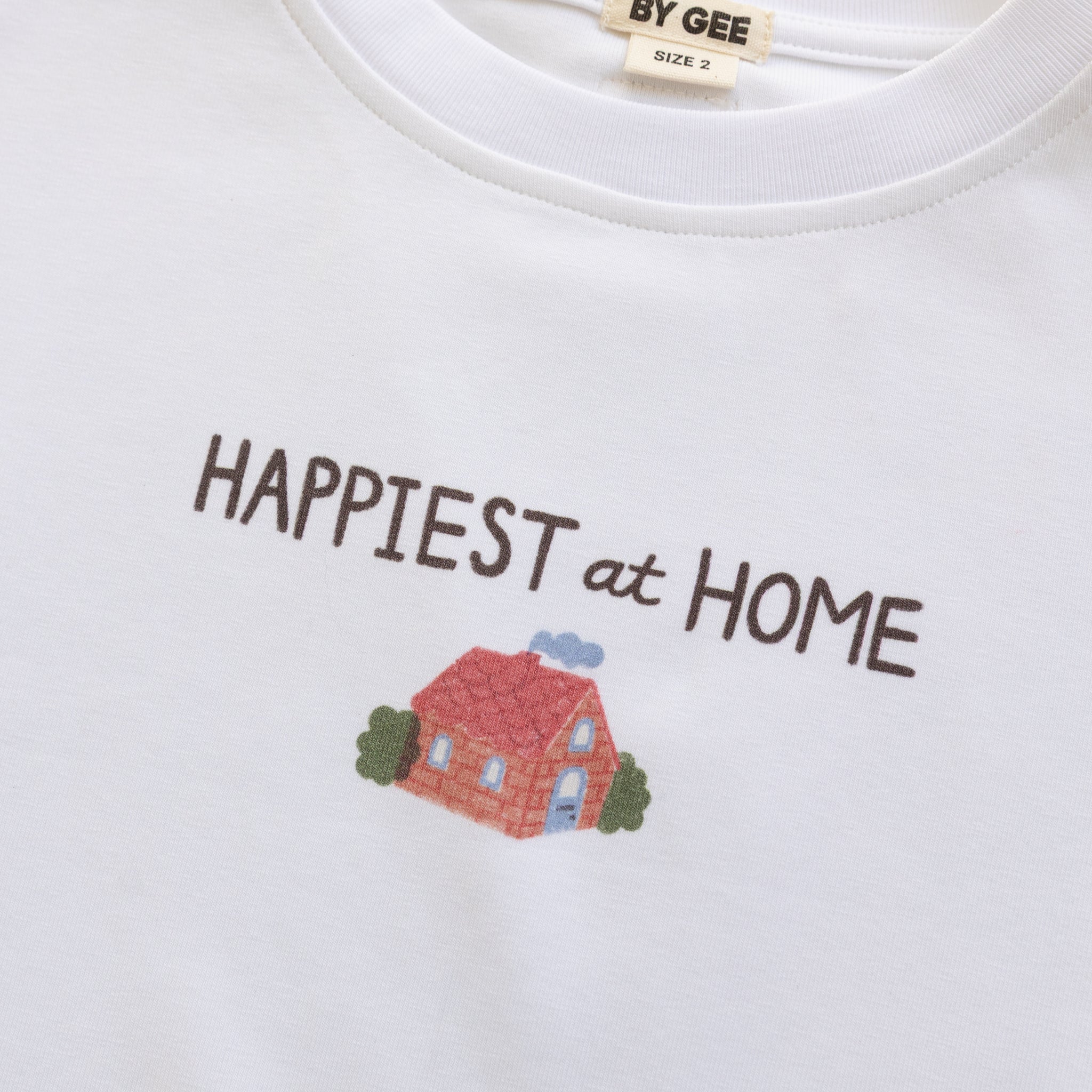 Happy At Home Oversized Boxy Tee - White-Clothing & Accessories-BY GEE-The Bay Room