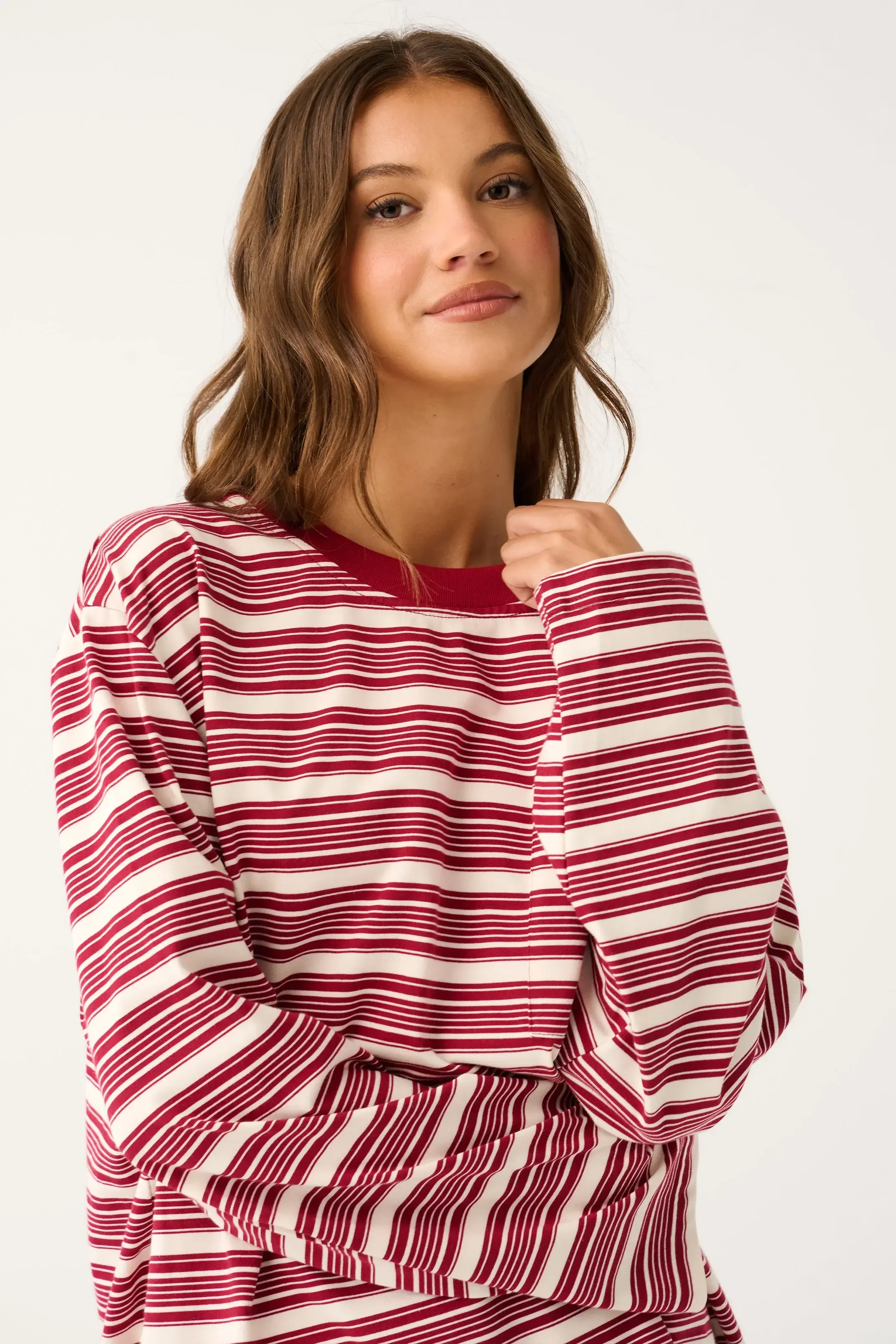 Harley Long Sleeve - Mulberry Stripe-Tops-Cartel & Willow-The Bay Room