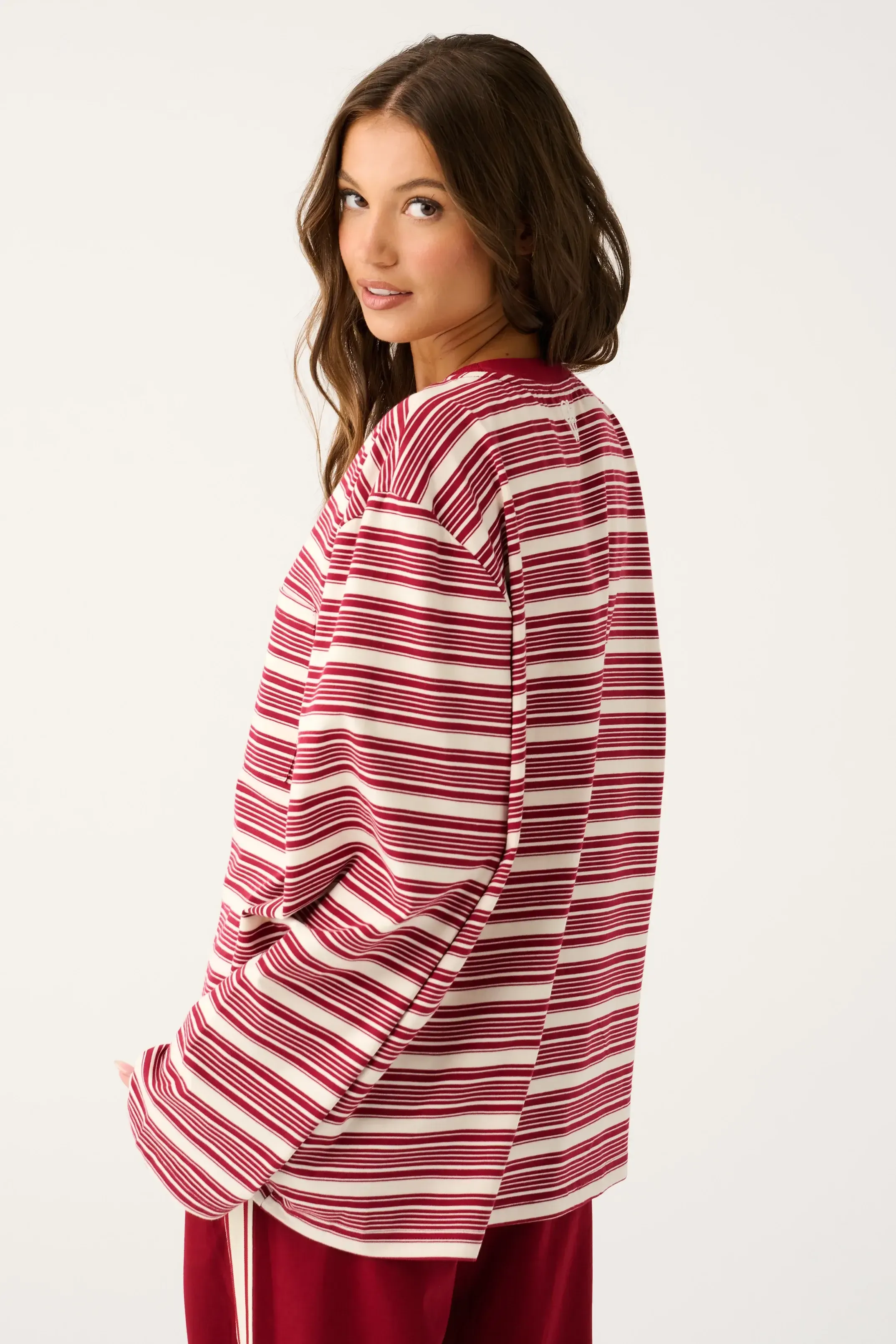 Harley Long Sleeve - Mulberry Stripe-Tops-Cartel & Willow-The Bay Room