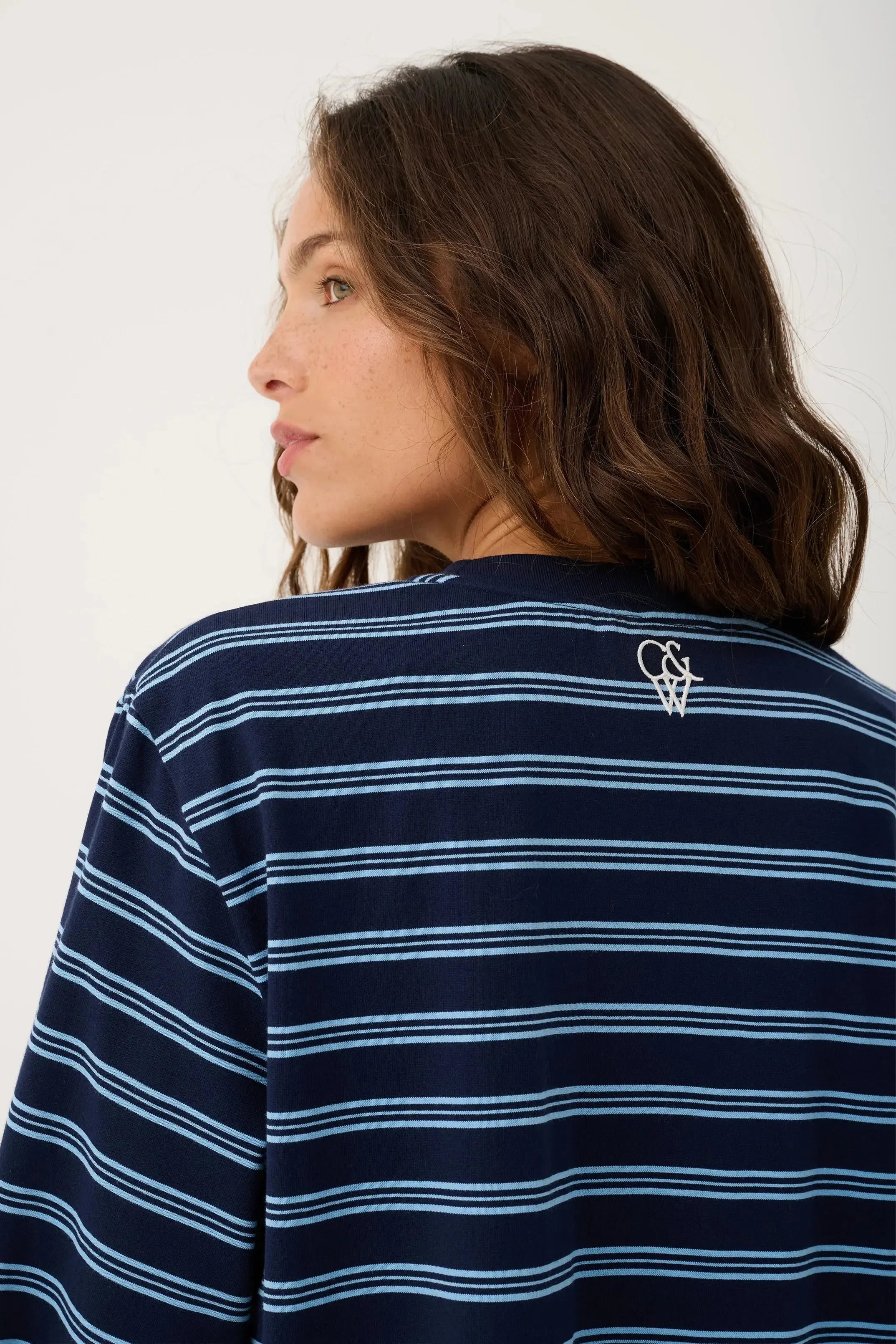 Harley Long Sleeve - Navy Stripe-Tops-Cartel & Willow-The Bay Room