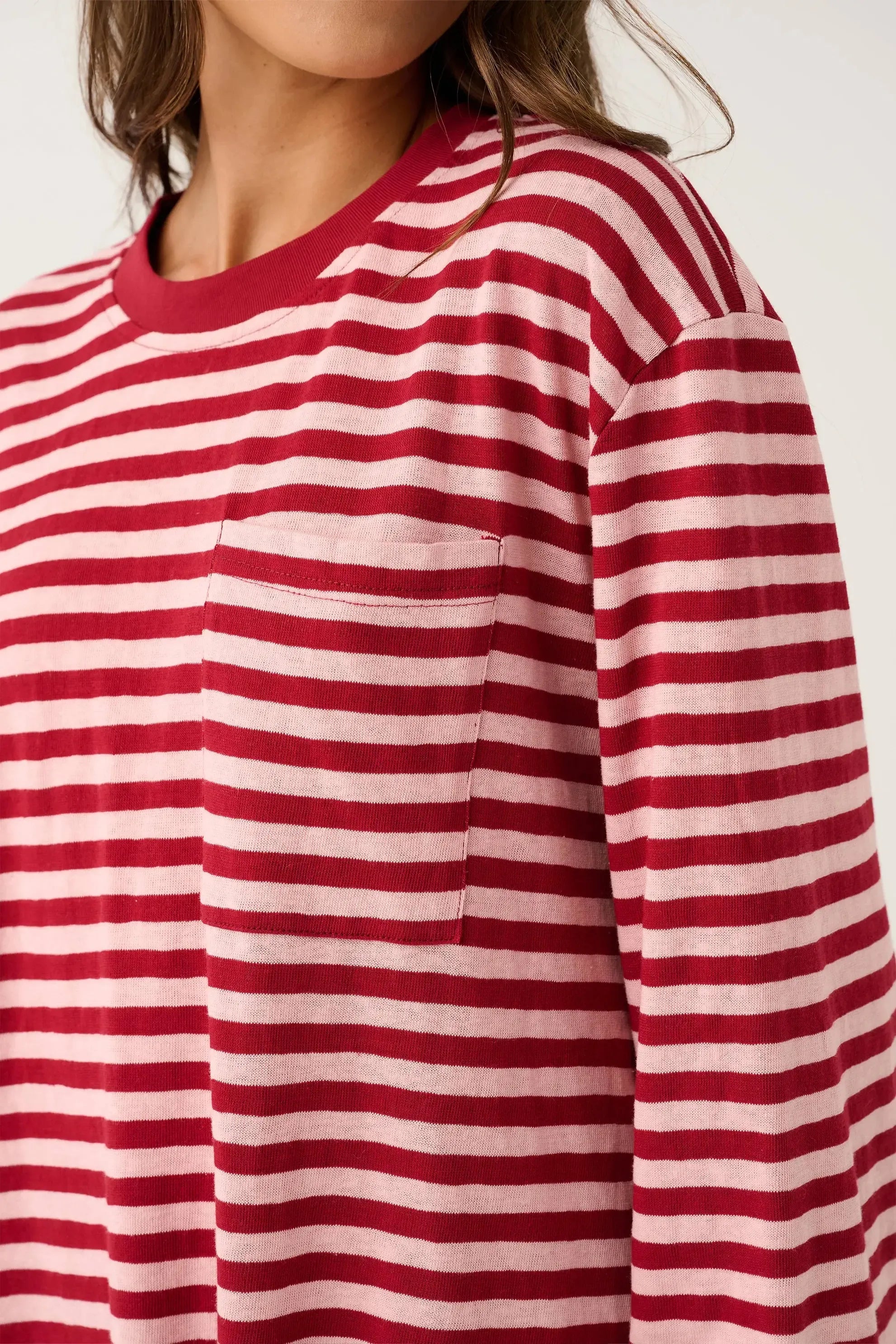 Harley Long Sleeve - Plum Stripe-Tops-Cartel & Willow-The Bay Room