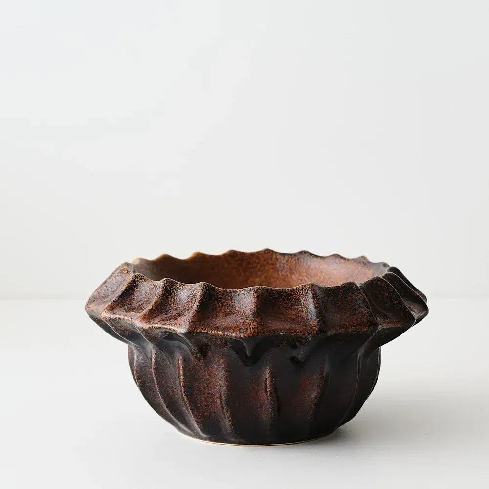 Harpa Bowl Chocolate Brown 26x26x12cm-Decor Items-Floral Interiors-The Bay Room