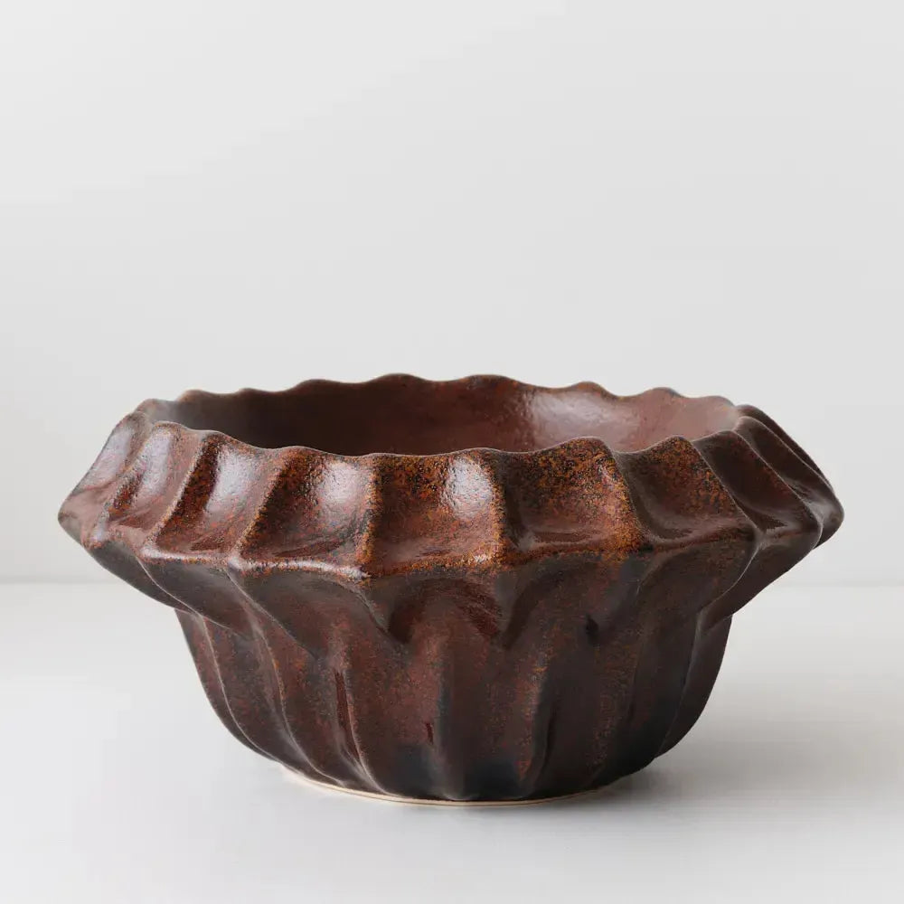 Harpa Bowl Chocolate Brown 32x32x15cm-Decor Items-Floral Interiors-The Bay Room