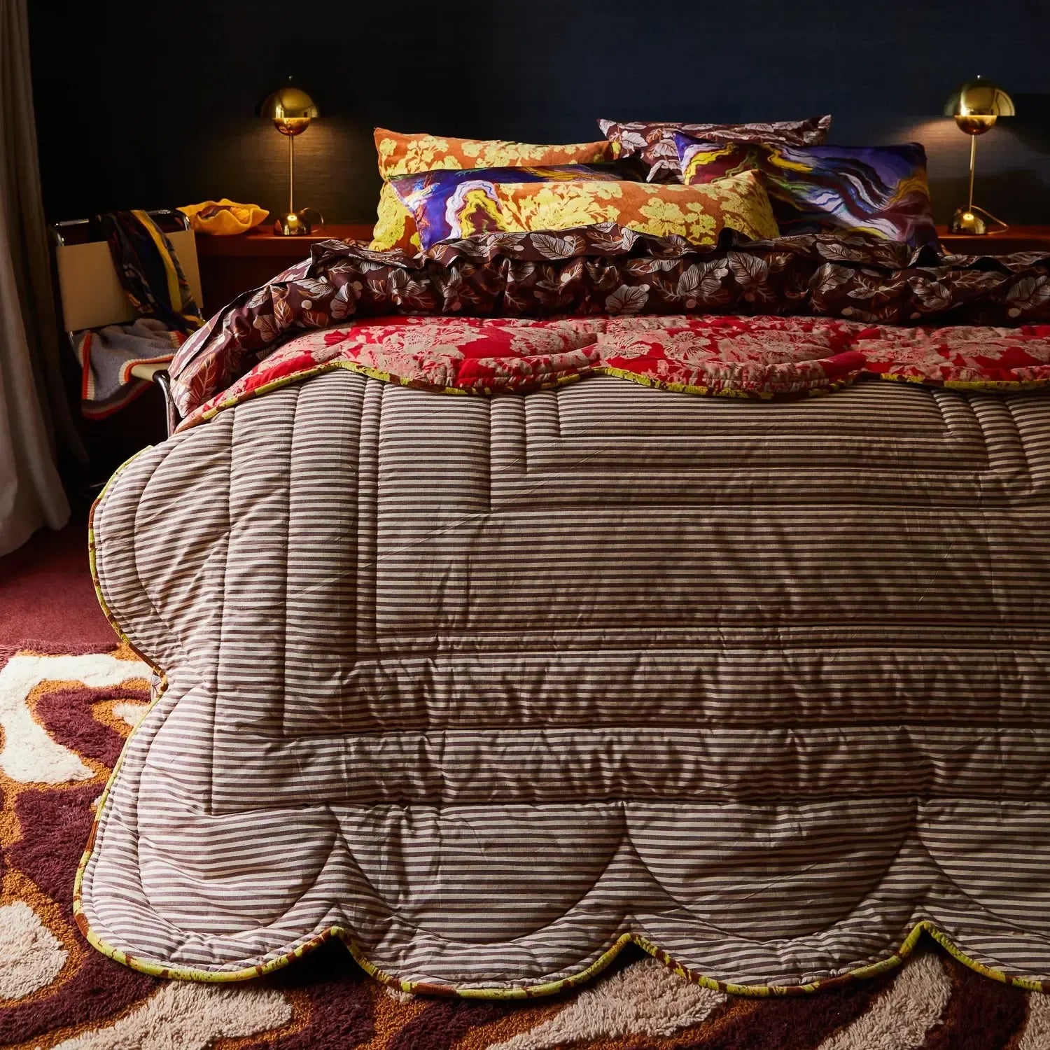 Hazel Scalloped Velvet Bedcover-Soft Furnishings-Sage & Clare-The Bay Room