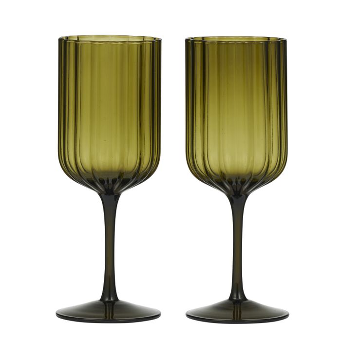 Hazel Set/2 Wine Glass 7.5x20.5cm Olive-Dining & Entertaining-Coast To Coast Home-The Bay Room