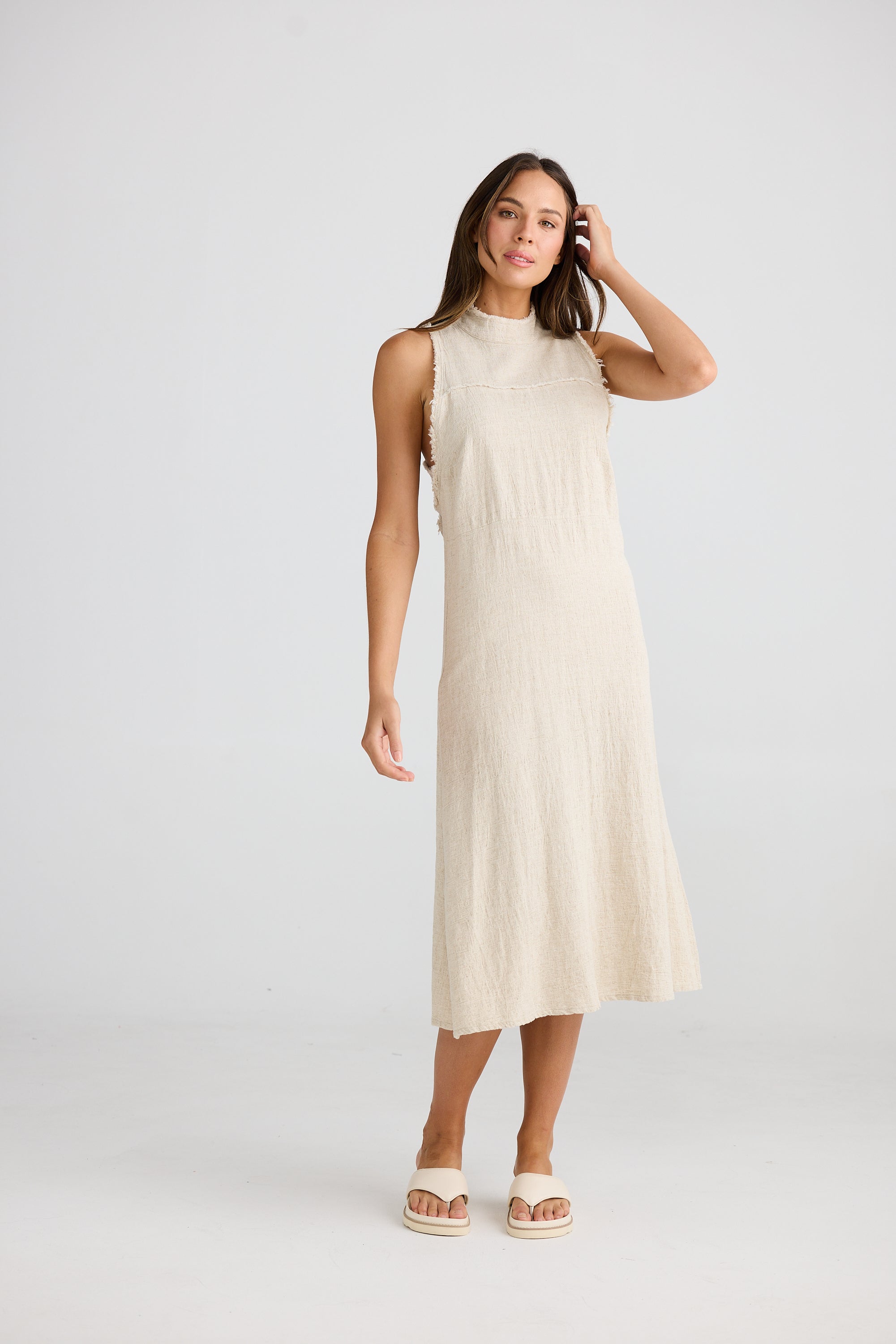 Helaina Dress - Natural Jaquard-Dresses-The Shanty Corporation-The Bay Room