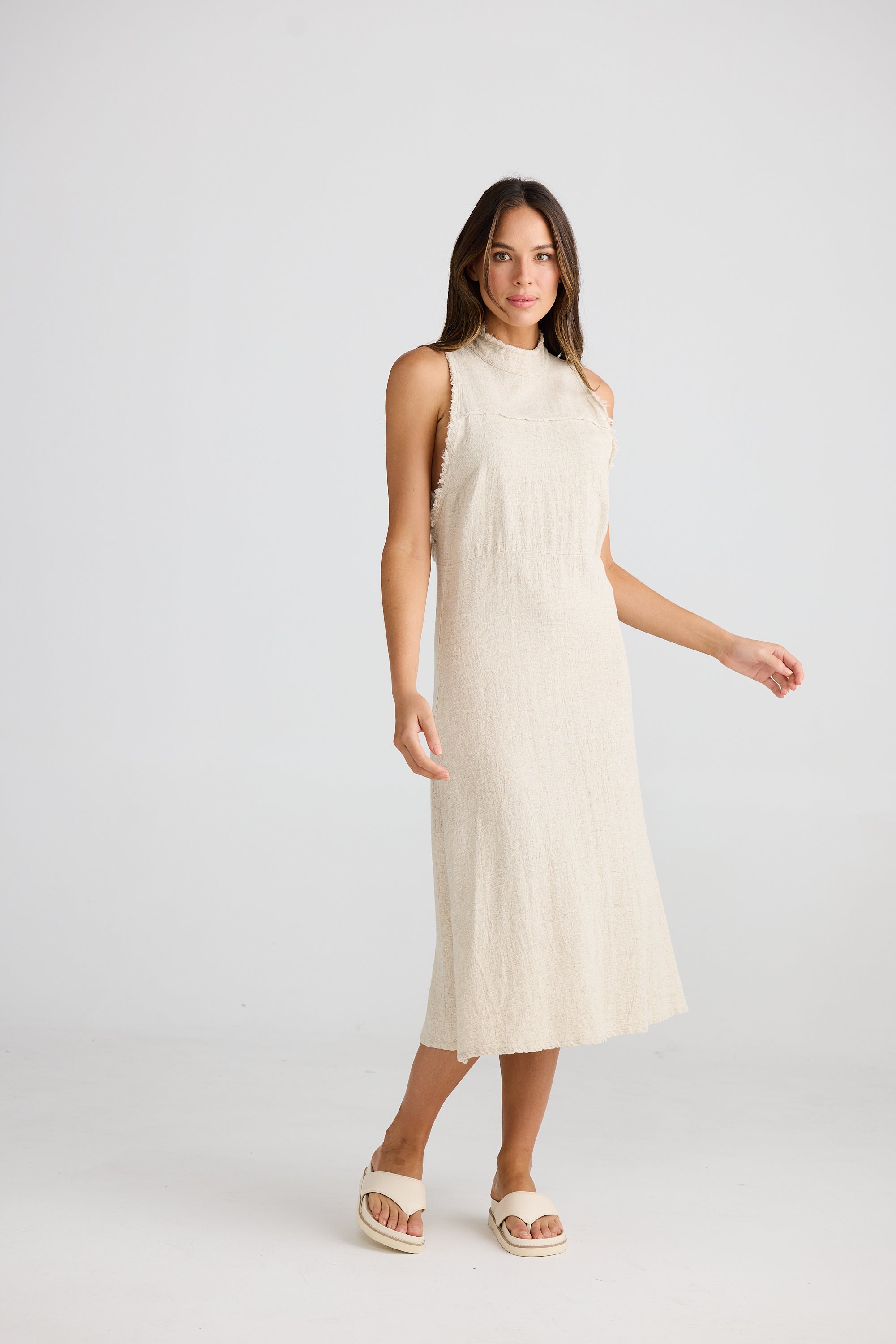 Helaina Dress - Natural Jaquard-Dresses-The Shanty Corporation-The Bay Room