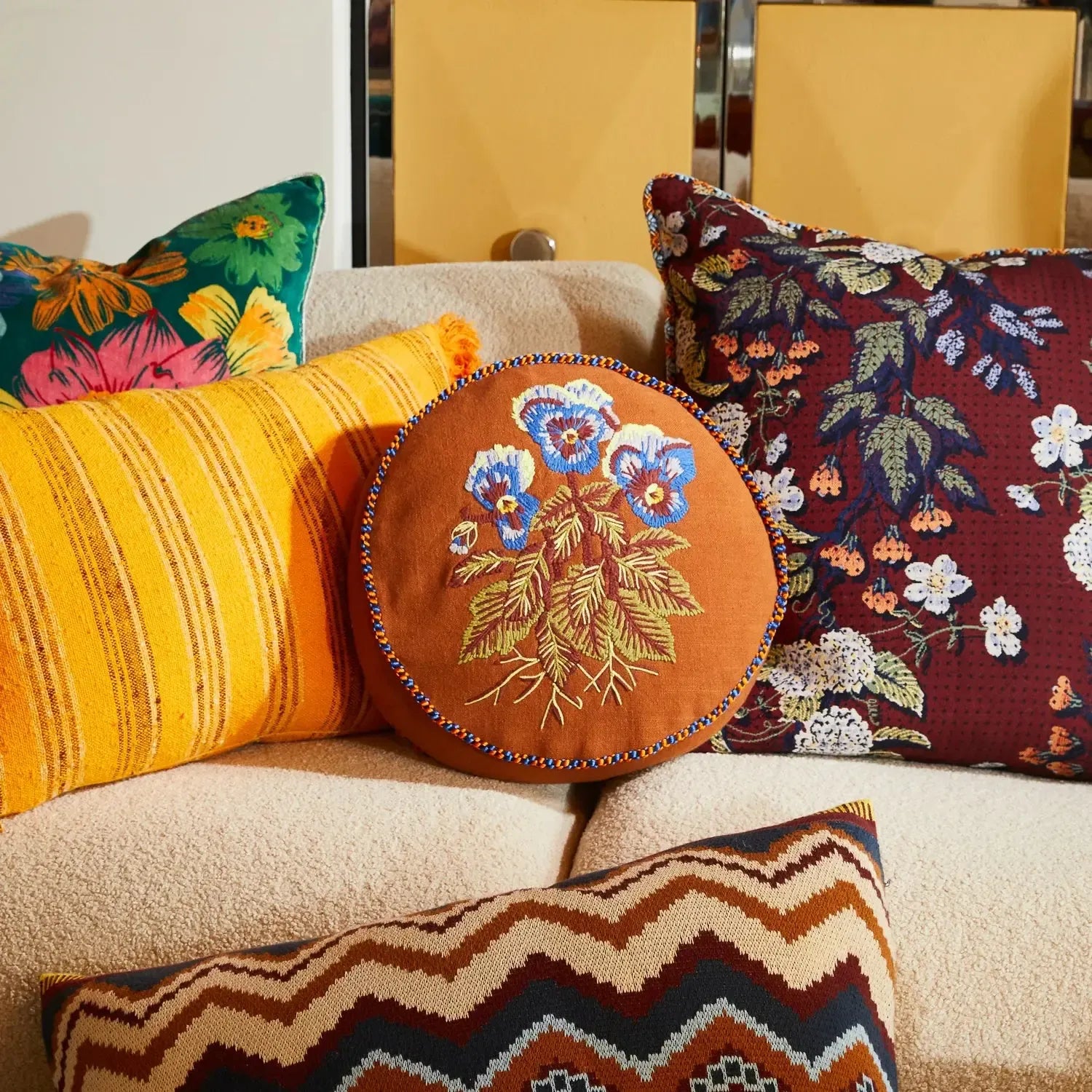 Helena Embroidered Cushion-Soft Furnishings-Sage & Clare-The Bay Room