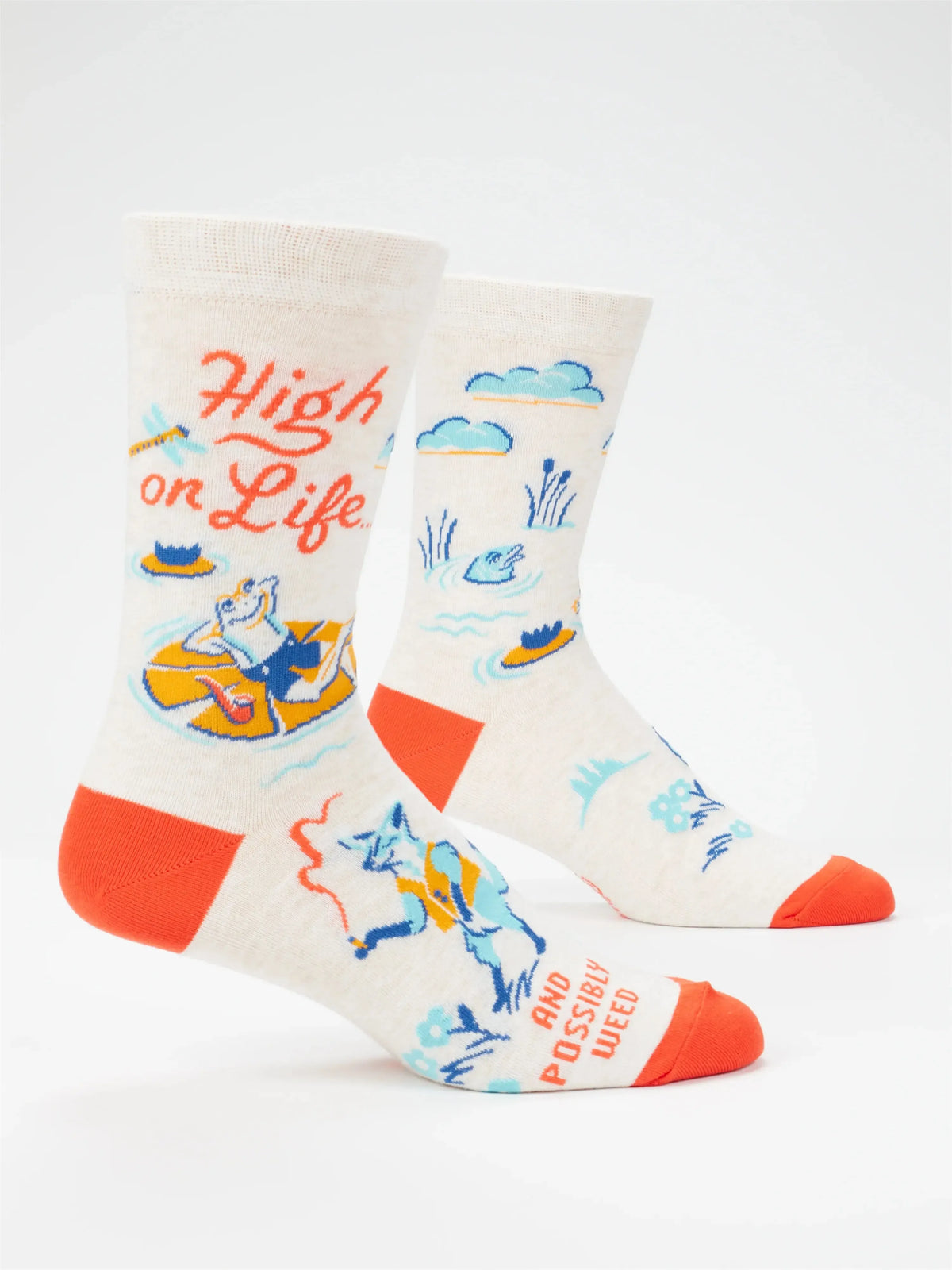 High On Life Men's Crew Socks-Fun & Games-Blue Q-The Bay Room