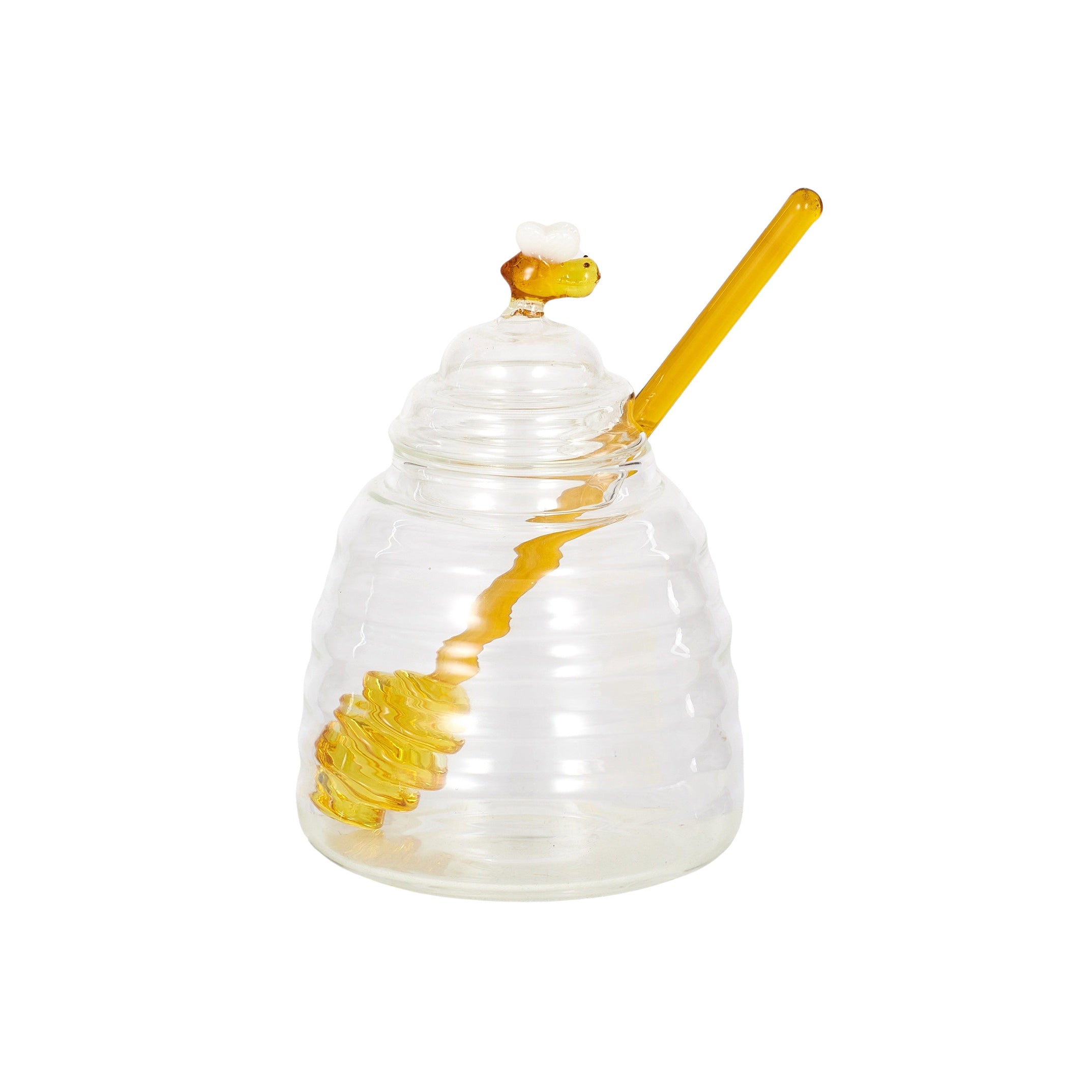 Hive Glass Honey Pot With Dipper 10x15cm-Dining & Entertaining-Coast To Coast Home-The Bay Room
