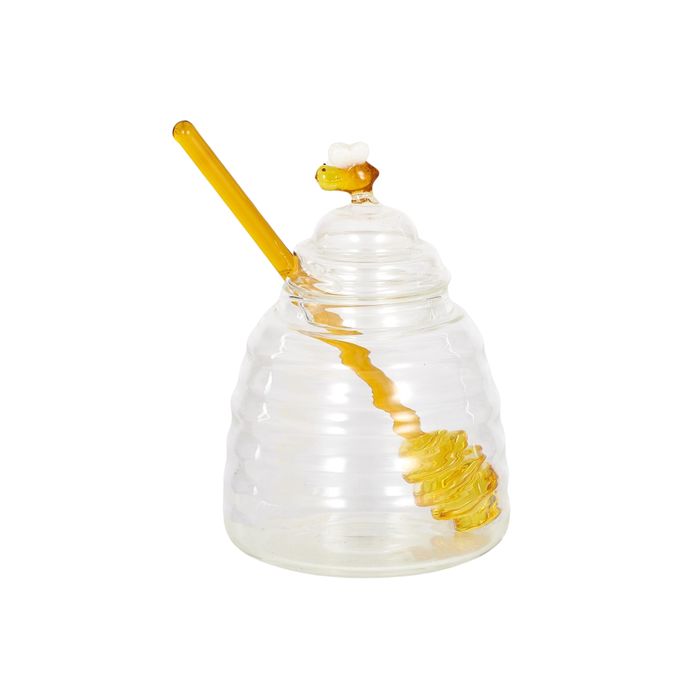 Hive Glass Honey Pot With Dipper 10x15cm-Dining & Entertaining-Coast To Coast Home-The Bay Room