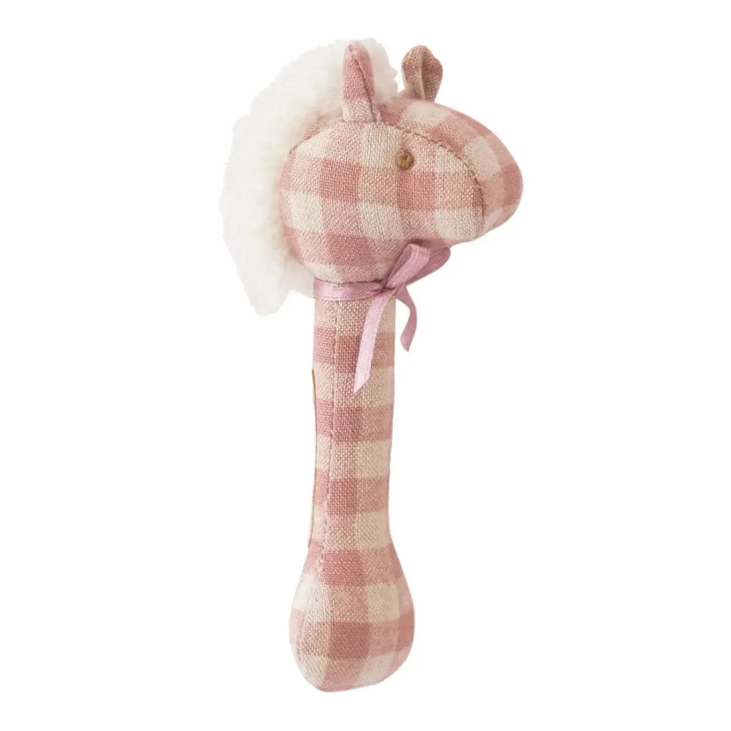 Horse Stick Rattle - Rose Check-Toys-Alimrose-The Bay Room