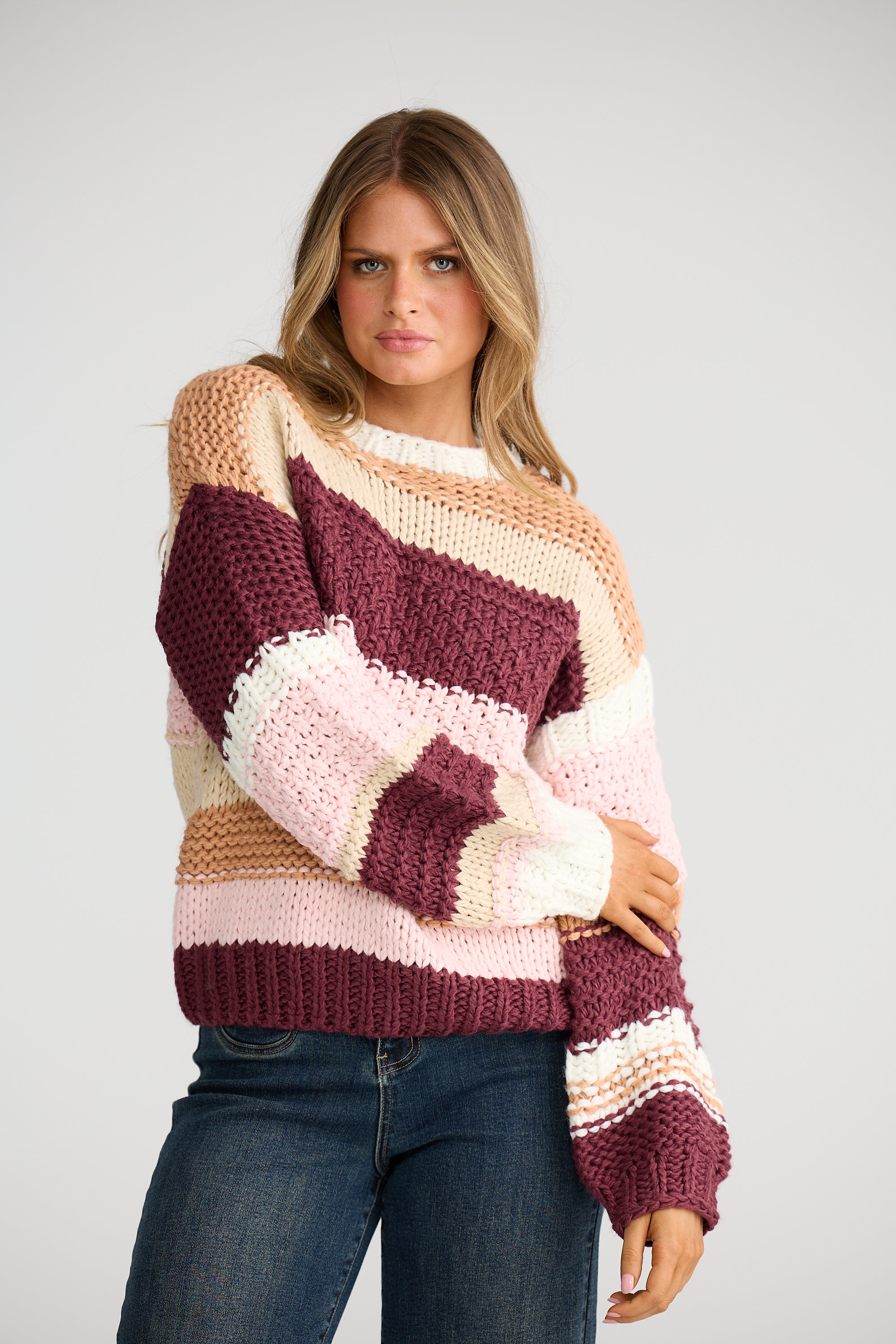 Hudson Knit - Berry Multi-Knitwear & Jumpers-Talisman-The Bay Room