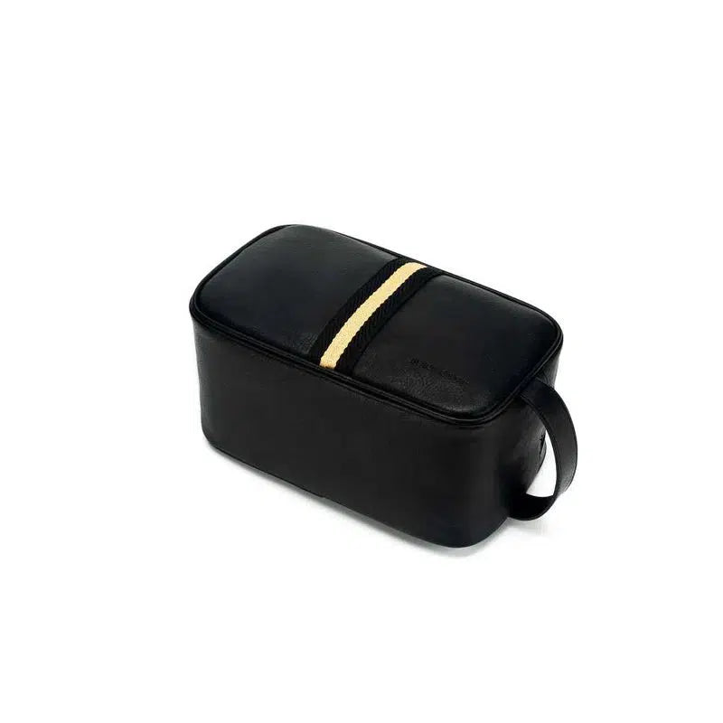 Hugo Wash Bag Black & Cream Stripe-Bags & Clutches-Black Caviar Designs-The Bay Room