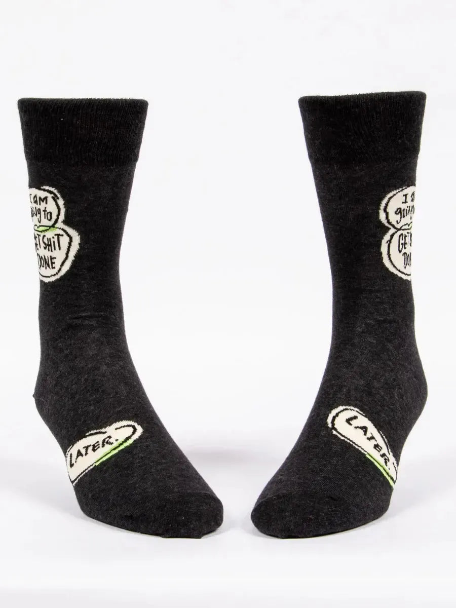 I Am Going To Get Shit Done...Later Men's Crew Socks-Fun & Games-Blue Q-The Bay Room