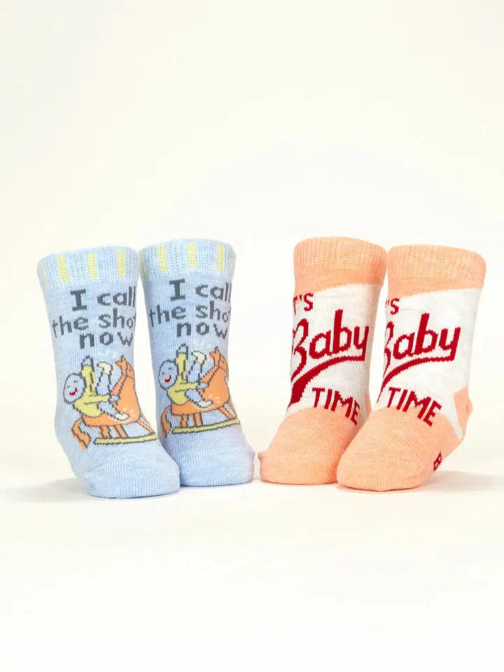 I Call The Shots Now/ It's Baby Time Baby Socks-Clothing & Accessories-Blue Q-The Bay Room