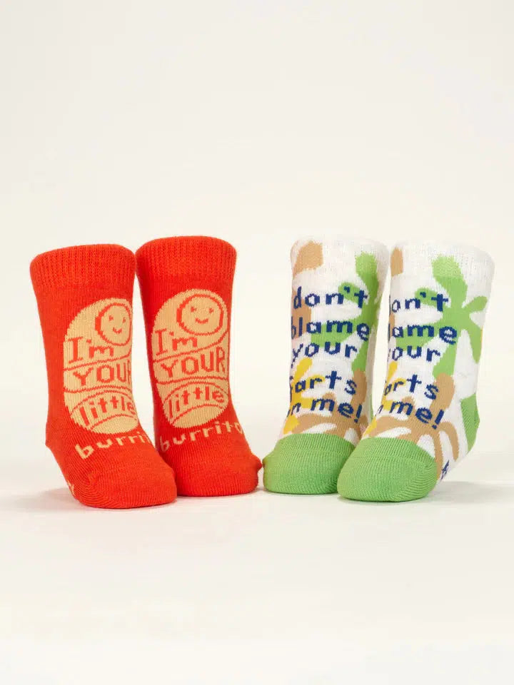 I'm Your Little Burrito/ Don't Blame Your Farts On Me Baby Socks-Clothing & Accessories-Blue Q-The Bay Room