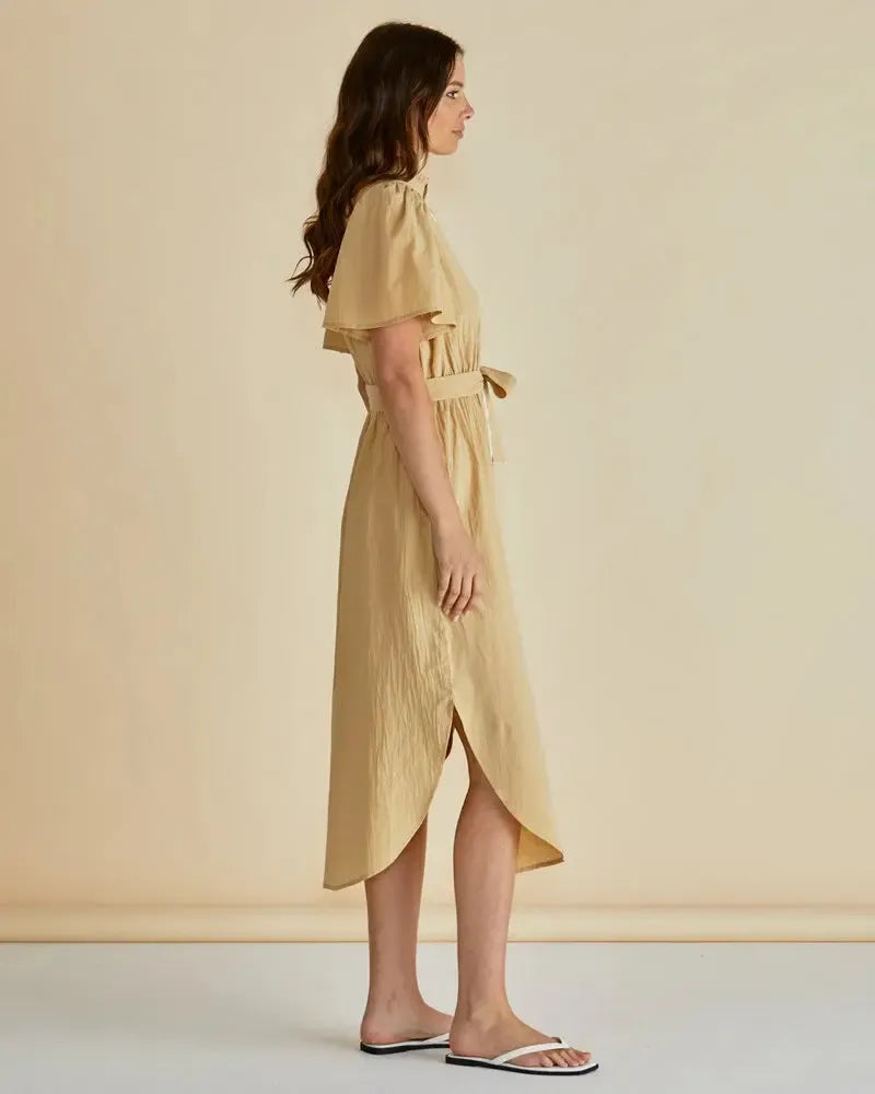 Immie Dress - Beige Ric Rac-Dresses-Betty Basics-The Bay Room