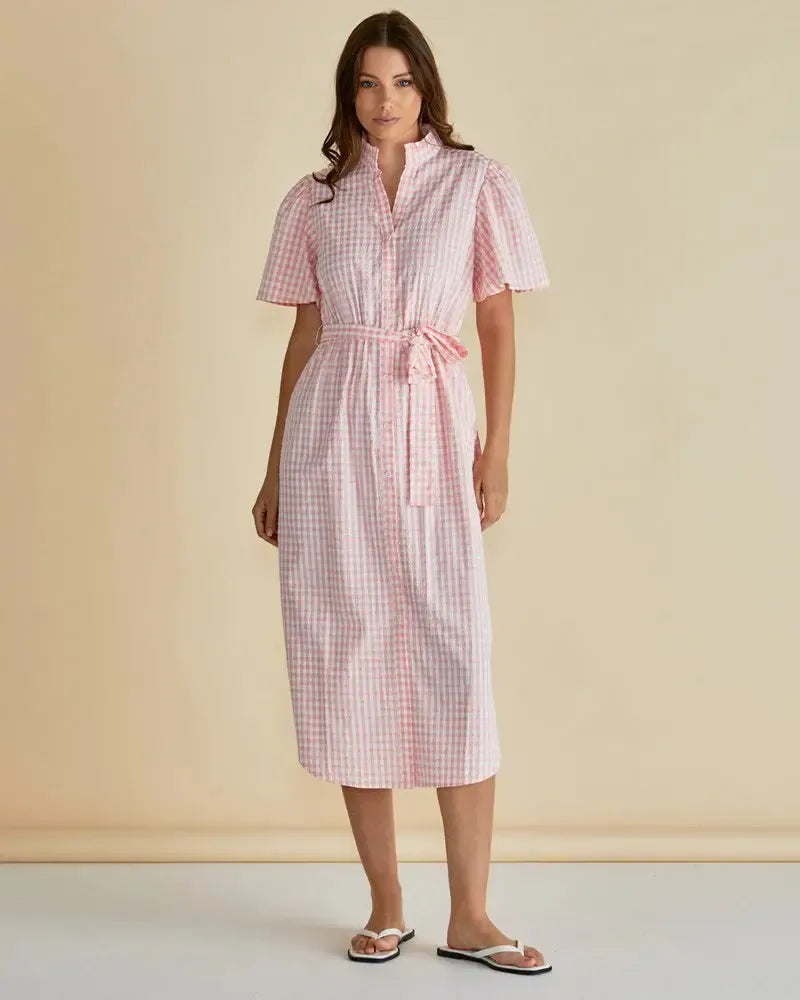 Immie Dress - Pink Gingham-Dresses-Betty Basics-The Bay Room
