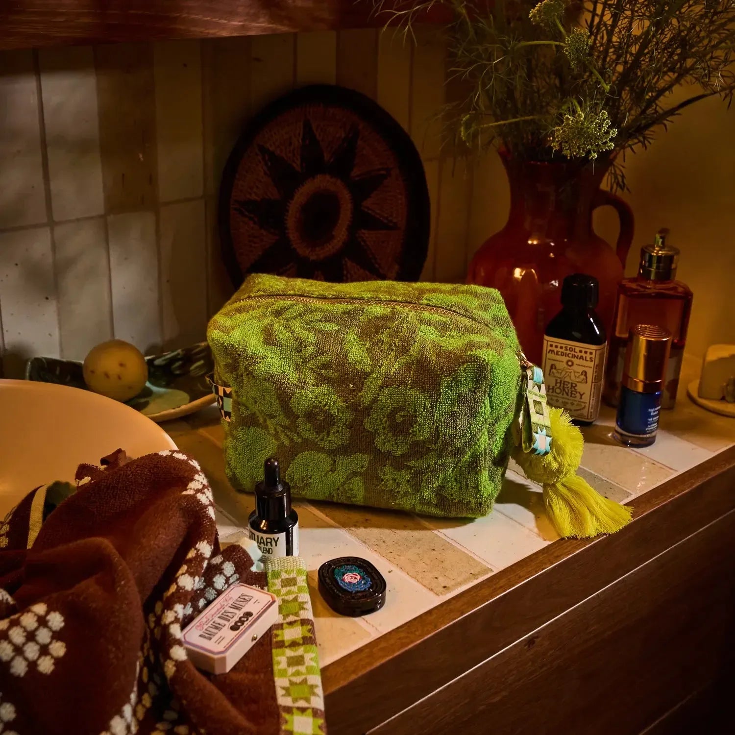 Indiana Terry Pouch - Cactus Green-Beauty & Well-Being-Sage & Clare-The Bay Room