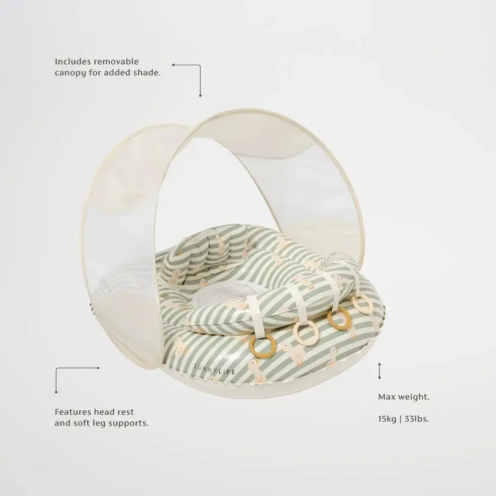 Interactive Baby Float Duck Sage Stripe-Travel & Outdoors-Sunny Life-The Bay Room