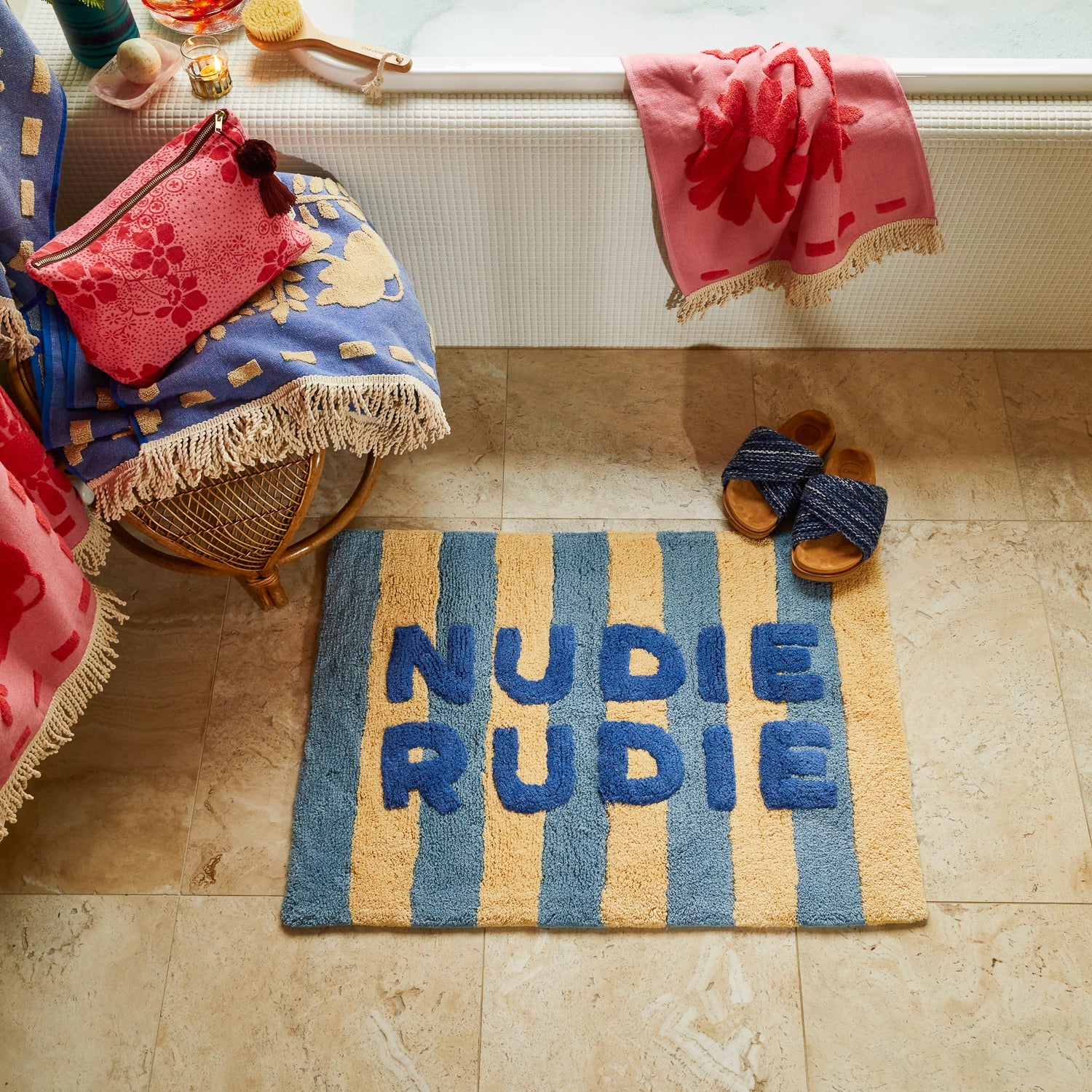 Ira Nudie Rudie Bath Mat - Blue Jean-Soft Furnishings-Sage & Clare-The Bay Room