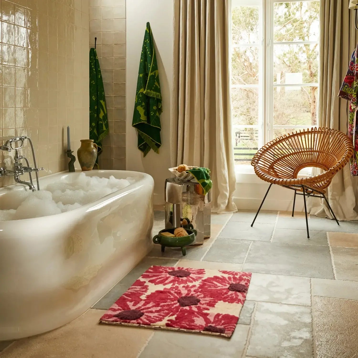 Isabella Bath Mat - Crimson-Soft Furnishings-Sage & Clare-The Bay Room