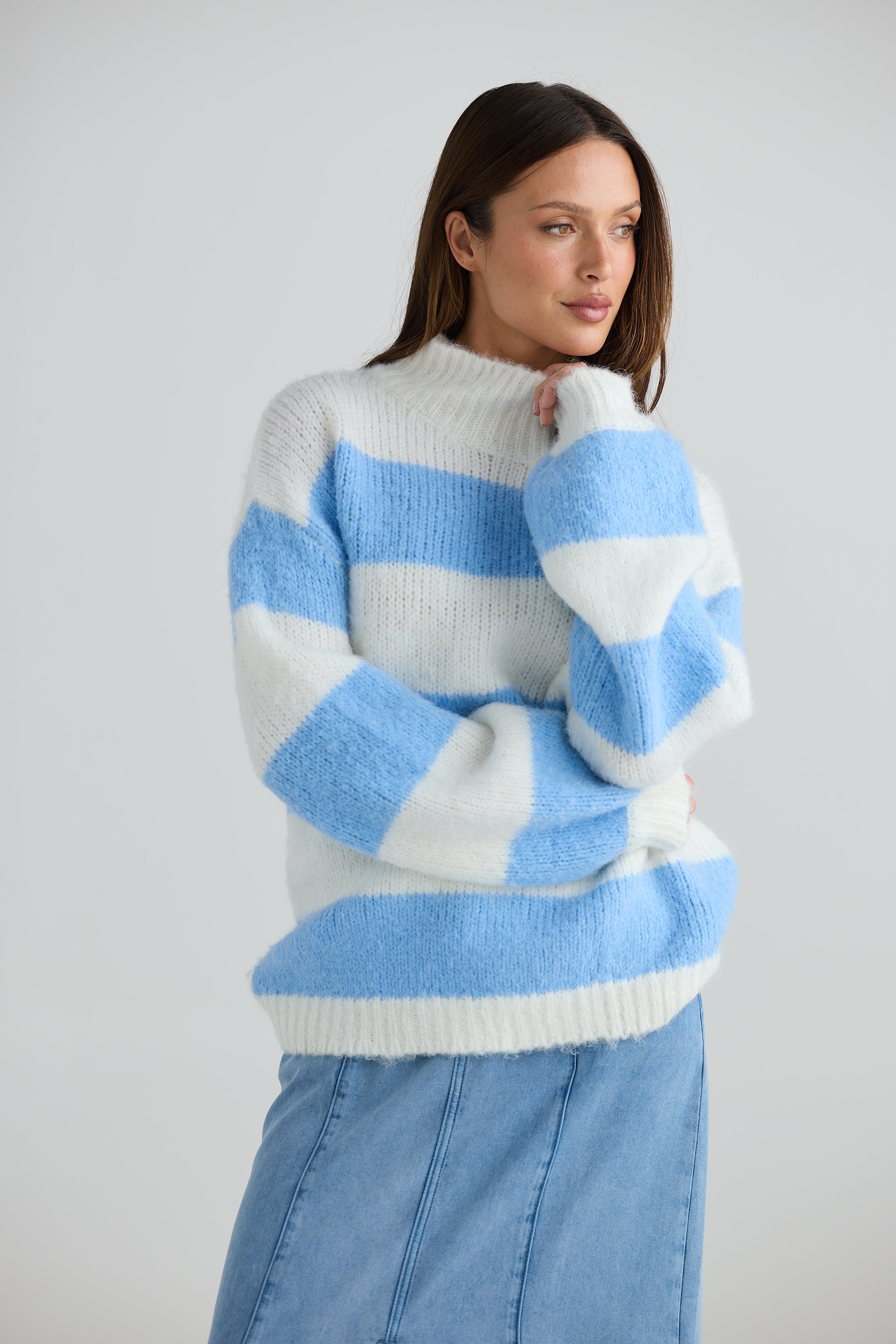 Island Knit - Blue Stripe-Knitwear & Jumpers-Holiday-The Bay Room