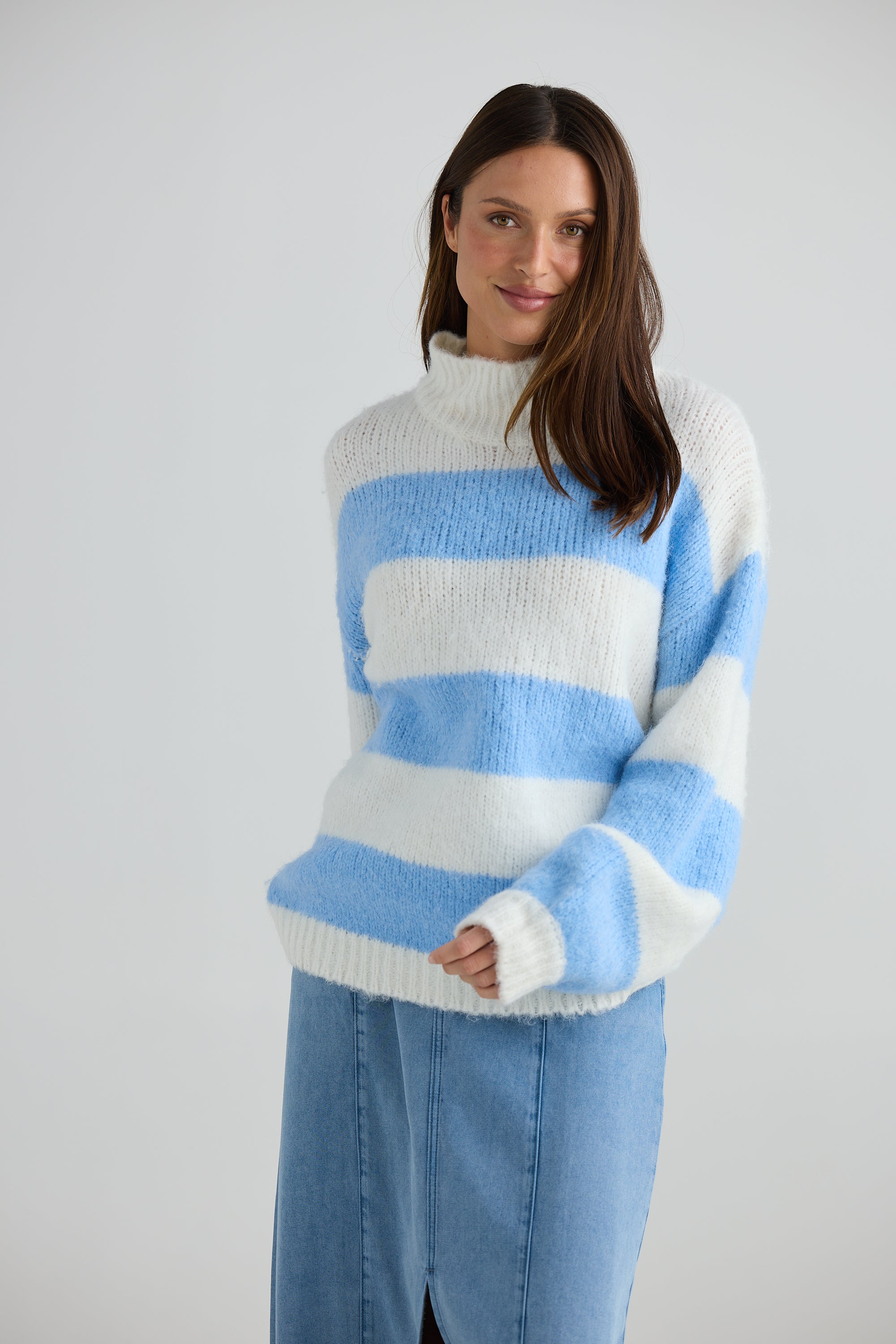 Island Knit - Blue Stripe-Knitwear & Jumpers-Holiday-The Bay Room