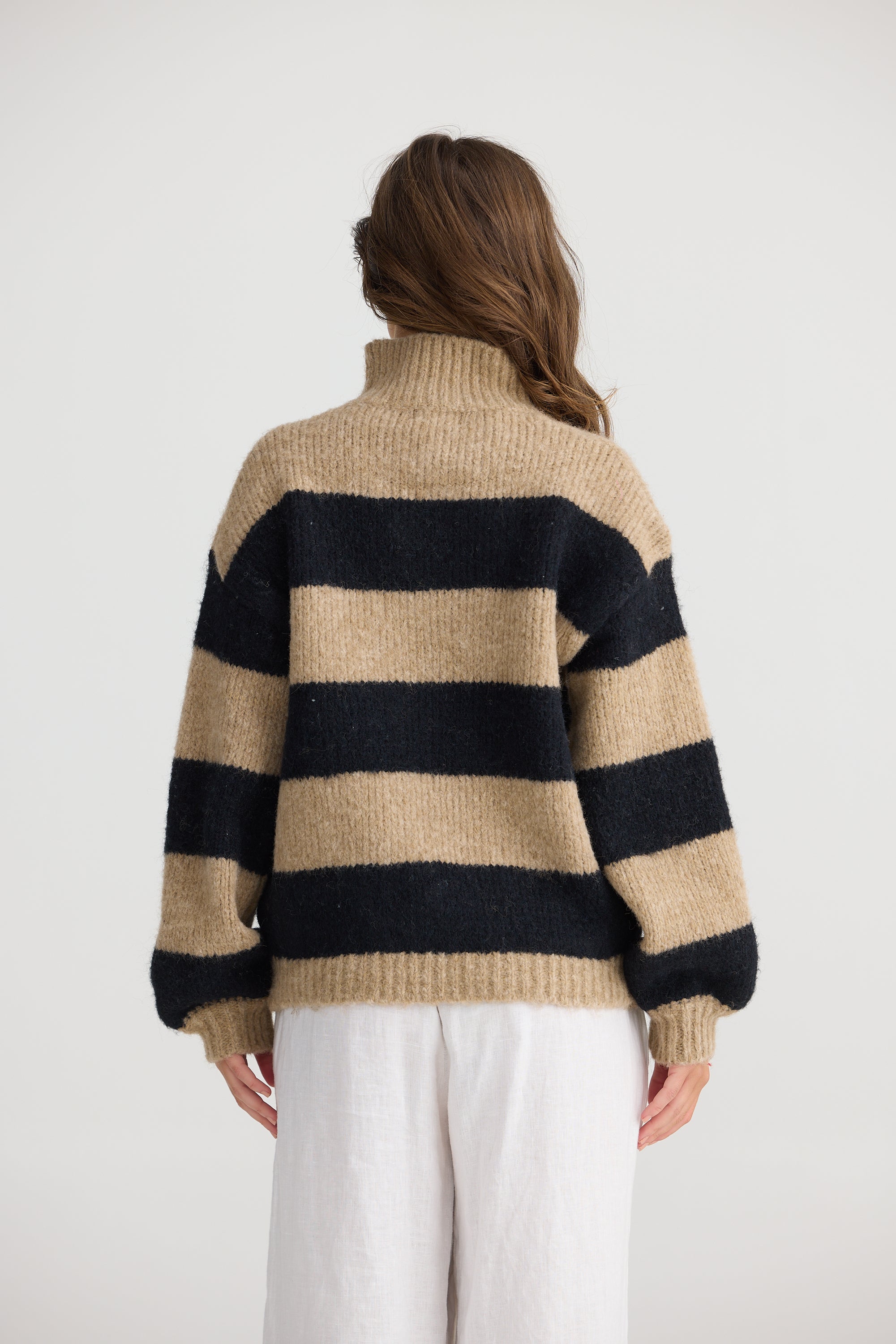 Island Knit - Taupe Stripe-Knitwear & Jumpers-Holiday-The Bay Room