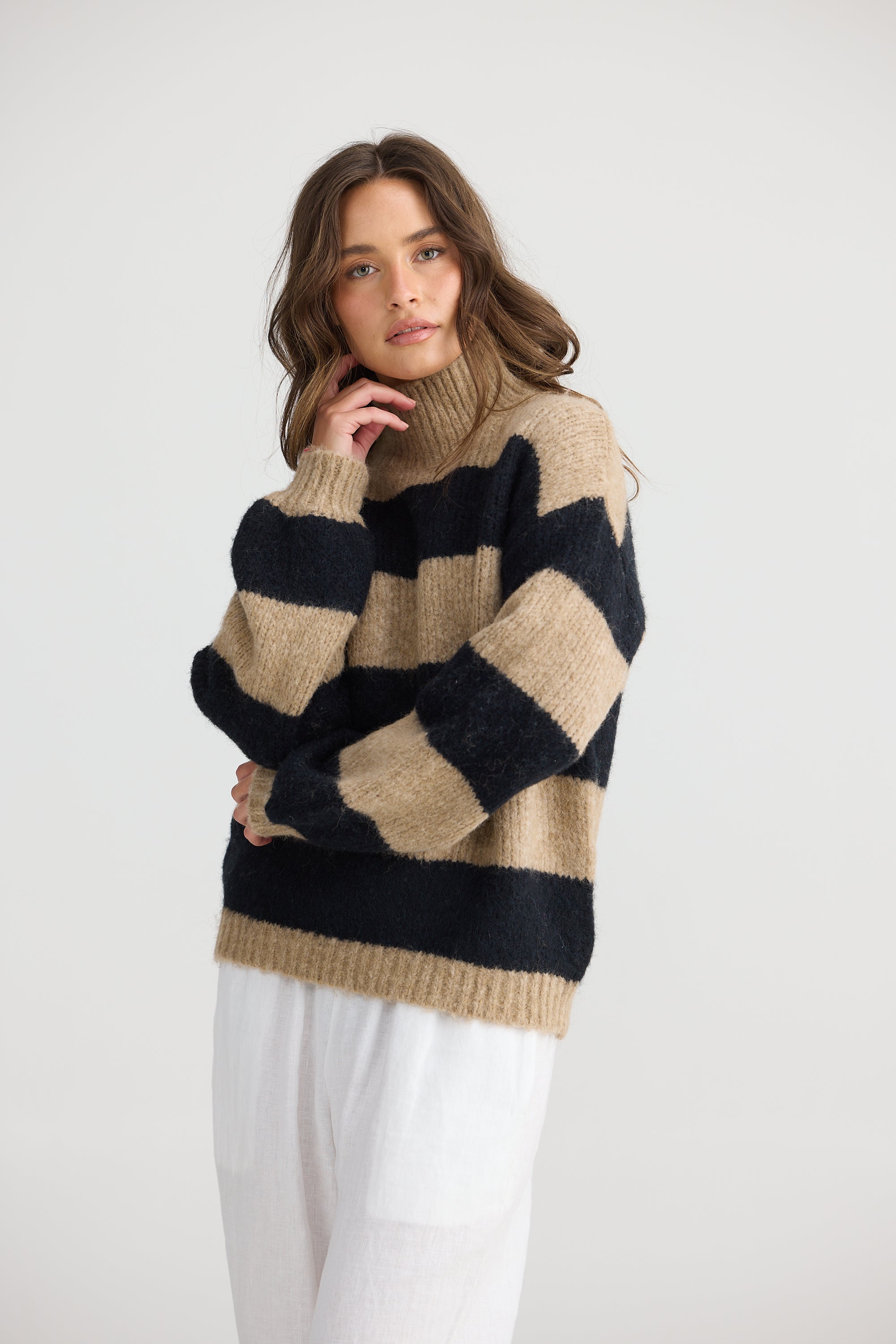 Island Knit - Taupe Stripe-Knitwear & Jumpers-Holiday-The Bay Room