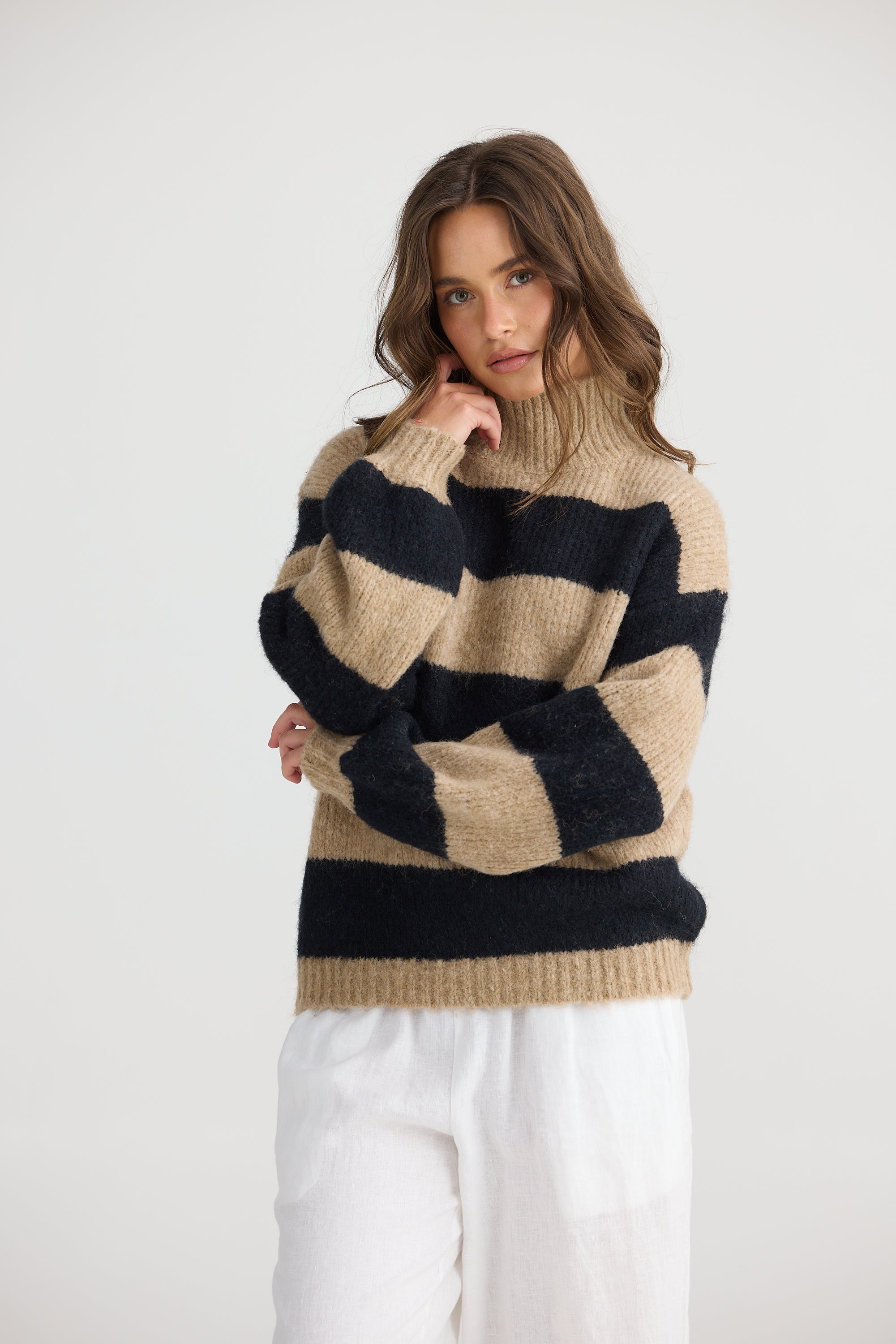 Island Knit - Taupe Stripe-Knitwear & Jumpers-Holiday-The Bay Room