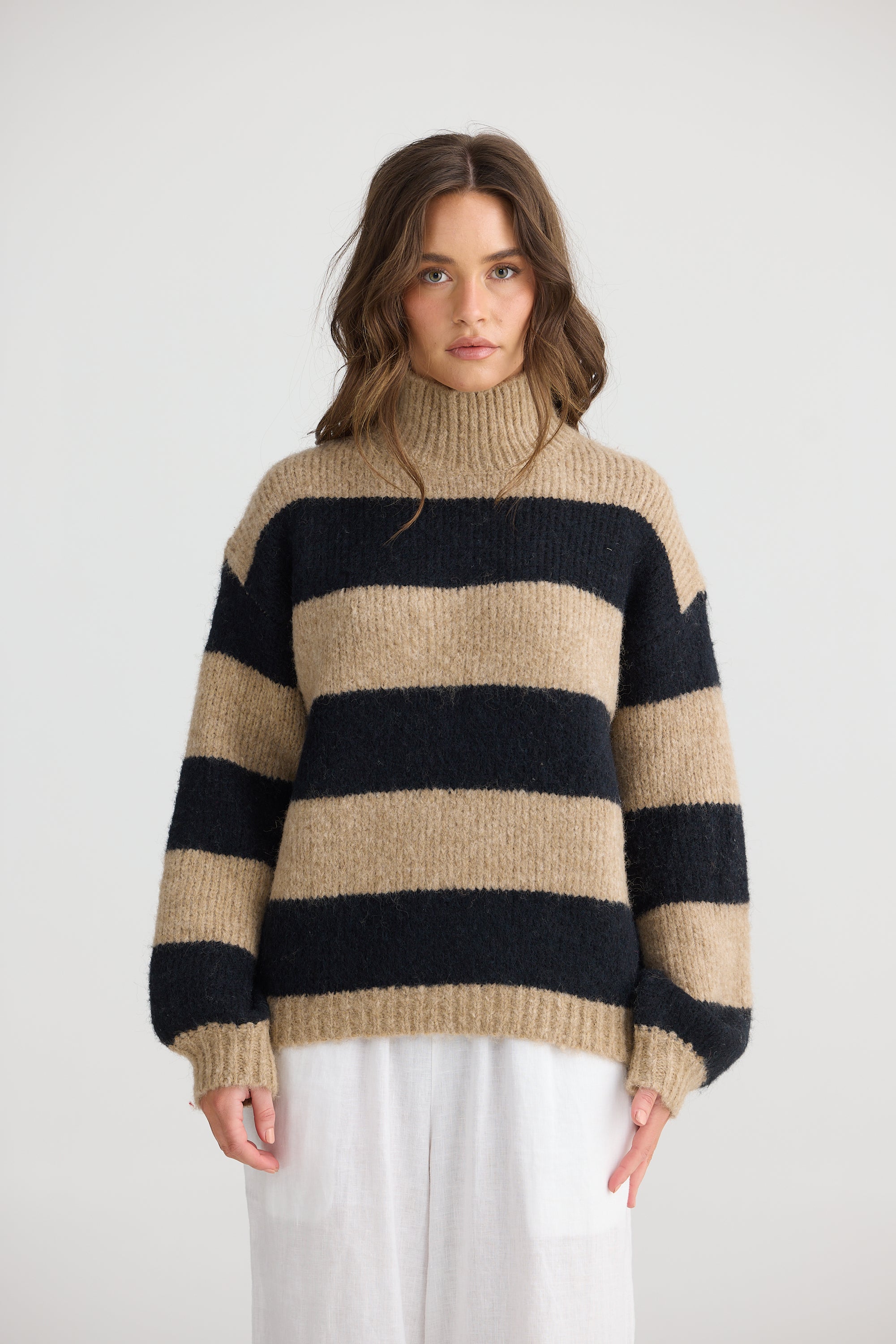 Island Knit - Taupe Stripe-Knitwear & Jumpers-Holiday-The Bay Room