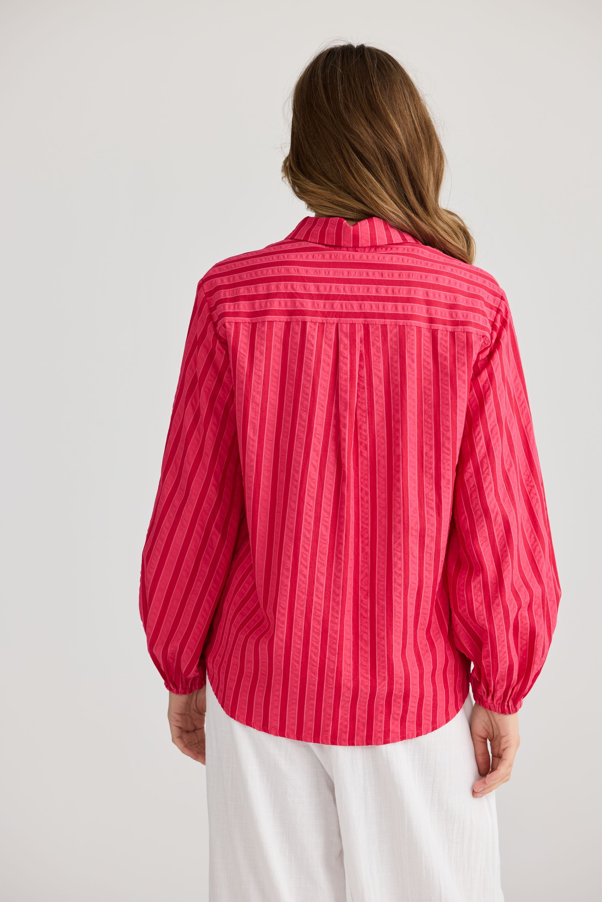 Island Shirt - Hibiscus Stripe-Tops-Holiday-The Bay Room