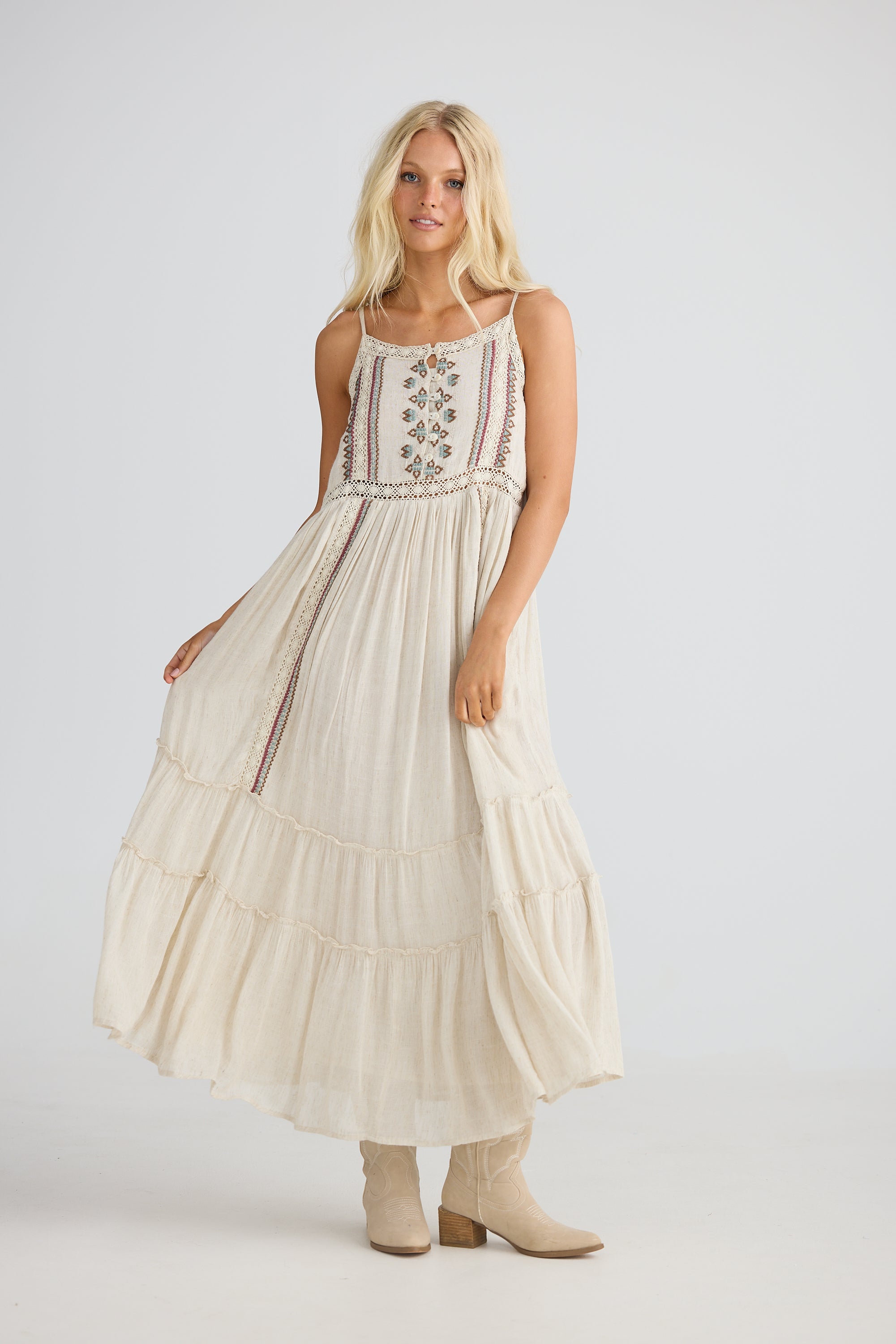 Ithika Strappy Dress - Light Natural-Dresses-Talisman-The Bay Room