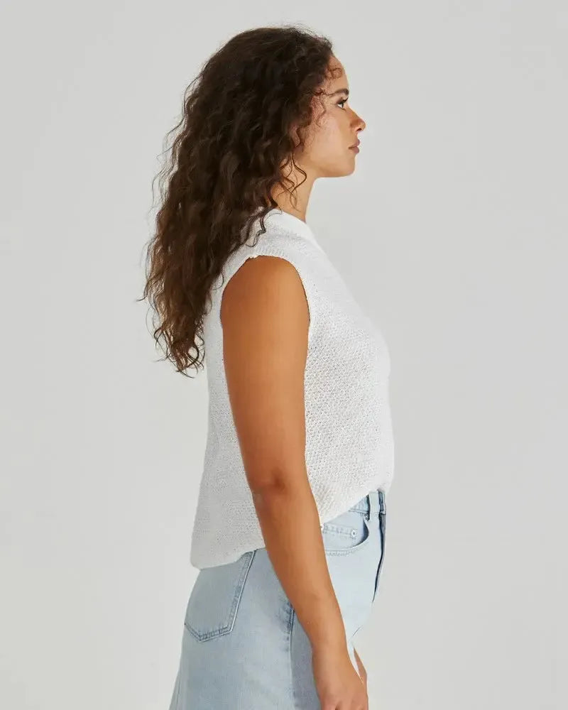 Jaci Knit Top - White-Tops-SASS-The Bay Room