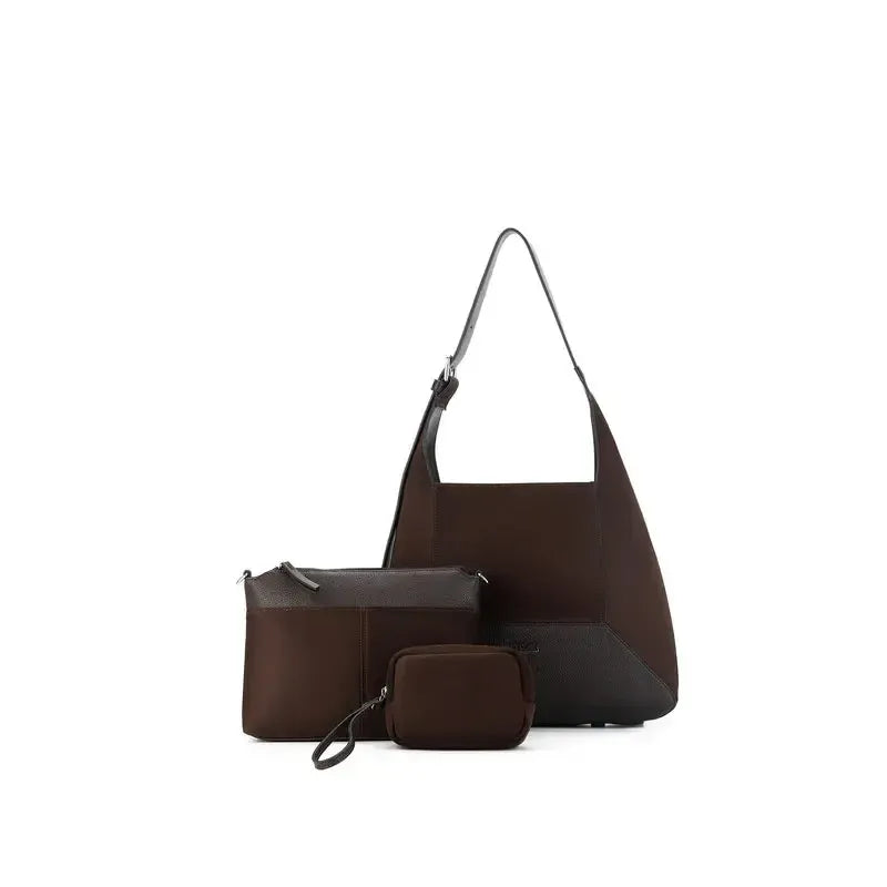 Jacqueline Cocoa 3 Piece Handbag-Bags & Clutches-Black Caviar Designs-The Bay Room