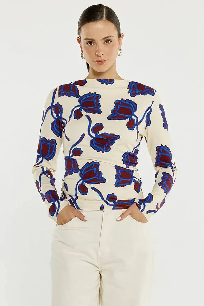 Jade Seamed Jersey Top - Winter Poppy-Tops-SASS-The Bay Room