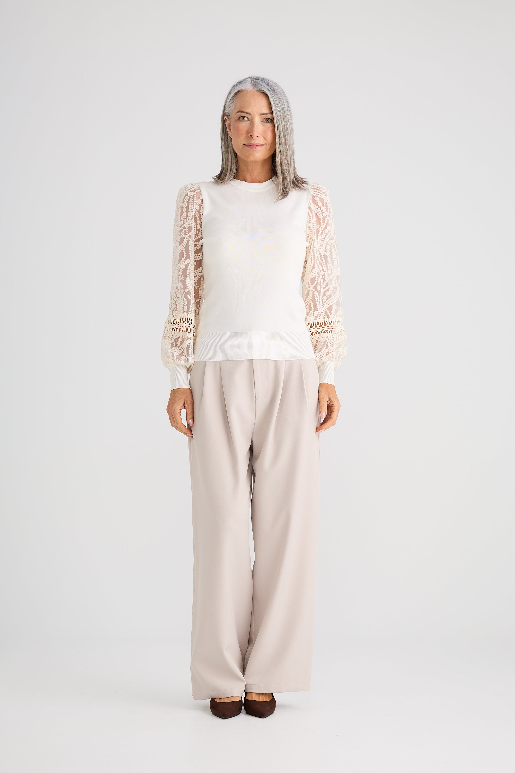 Janelle Knit Top - Off White-Tops-Brave & True-The Bay Room