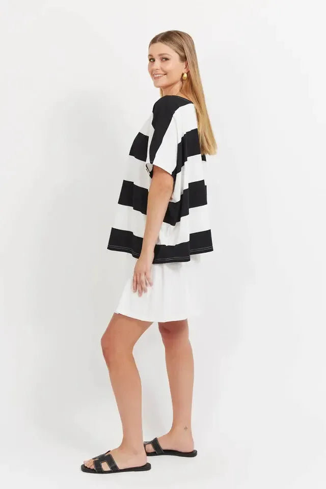 Jardin Stripe Tshirt - Black-Tops-Haven-The Bay Room