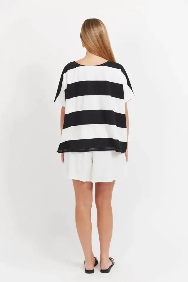 Jardin Stripe Tshirt - Black-Tops-Haven-The Bay Room