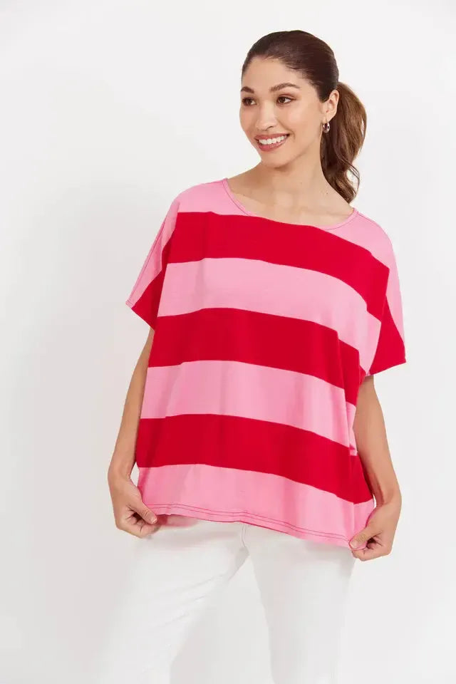 Jardin Stripe Tshirt - Garnet-Tops-Haven-The Bay Room