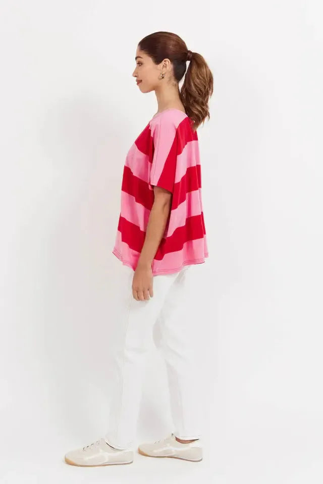 Jardin Stripe Tshirt - Garnet-Tops-Haven-The Bay Room