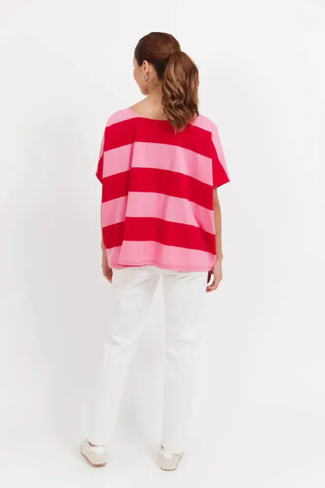 Jardin Stripe Tshirt - Garnet-Tops-Haven-The Bay Room
