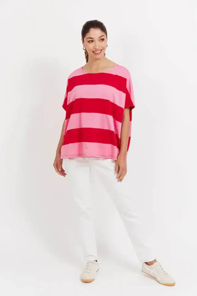 Jardin Stripe Tshirt - Garnet-Tops-Haven-The Bay Room
