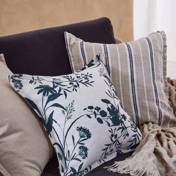Jasmine Charcoal Cushion 50x50cm-Soft Furnishings-Madras Link-The Bay Room